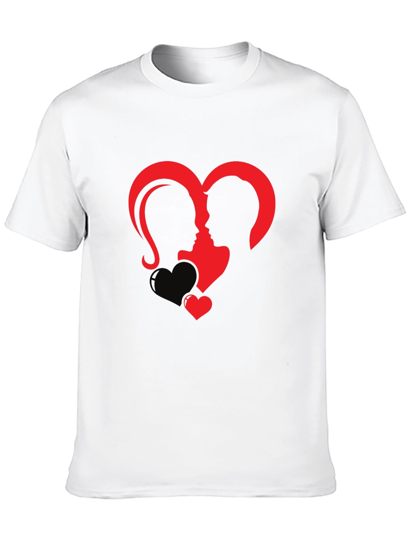 Heart Silhouette Couple Graphic Tee - Black