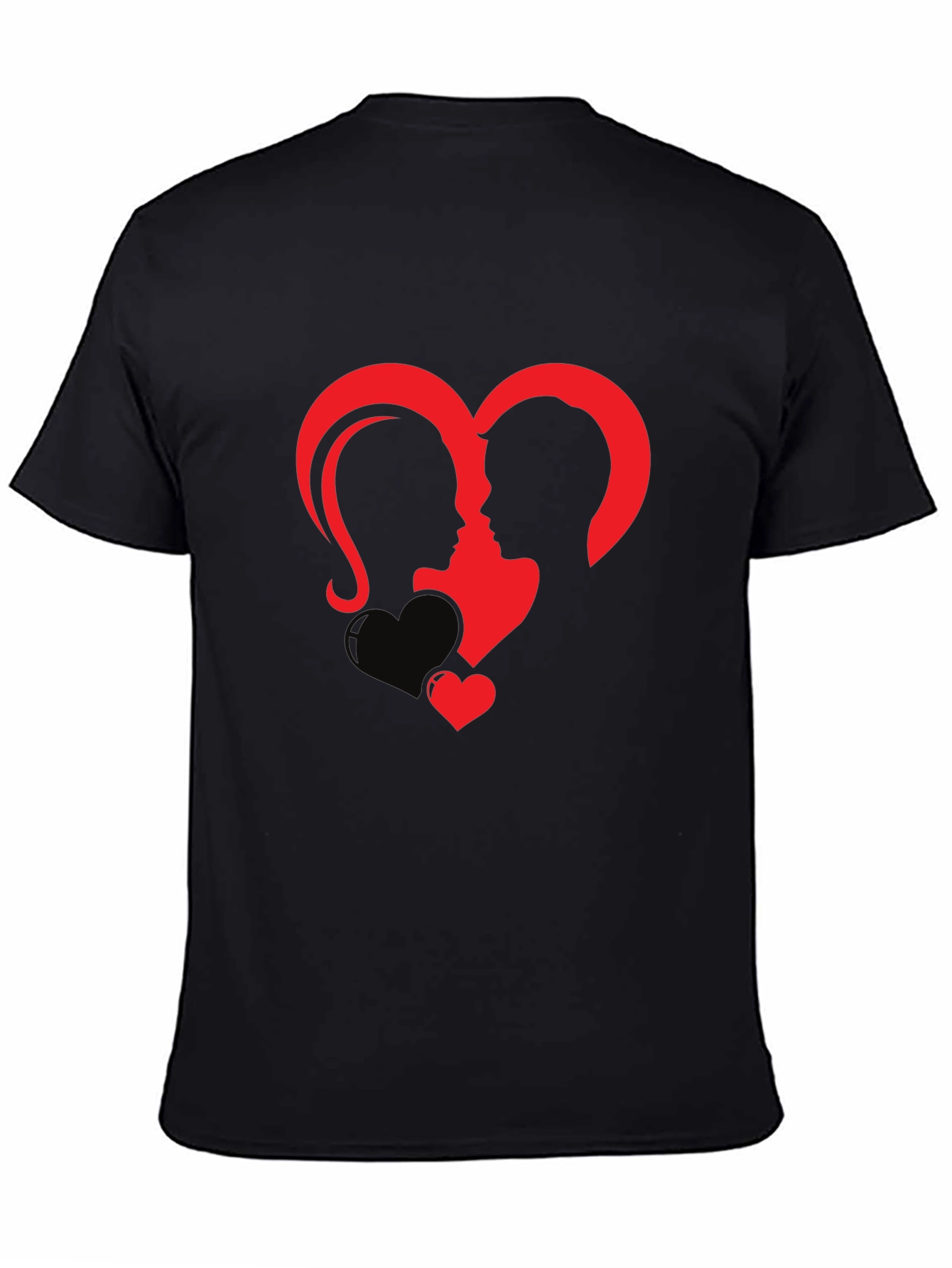 Heart Silhouette Couple Graphic Tee - Black
