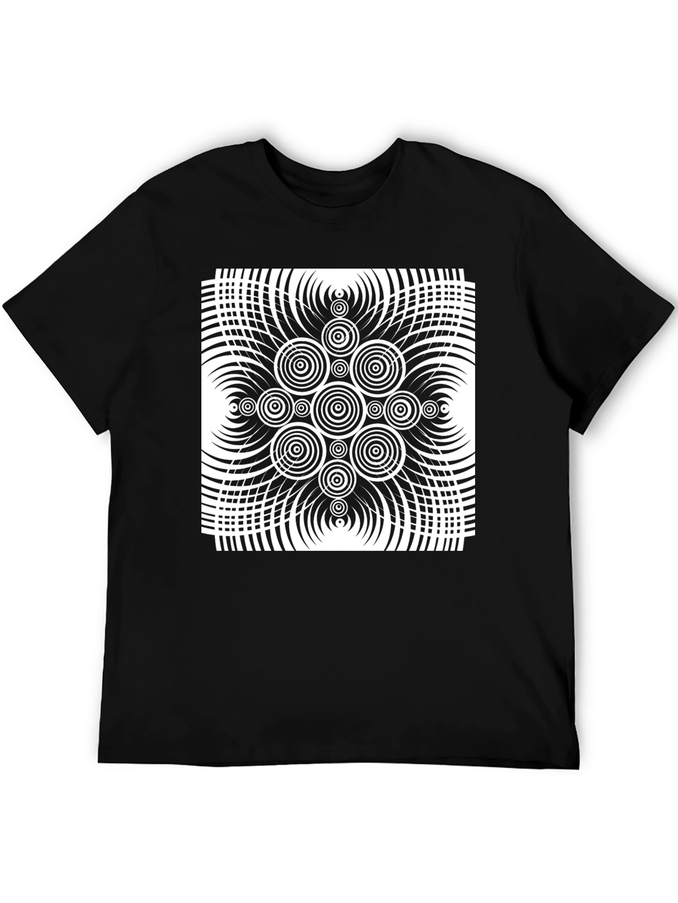 Optical Illusion Graphic Print Black T-Shirt