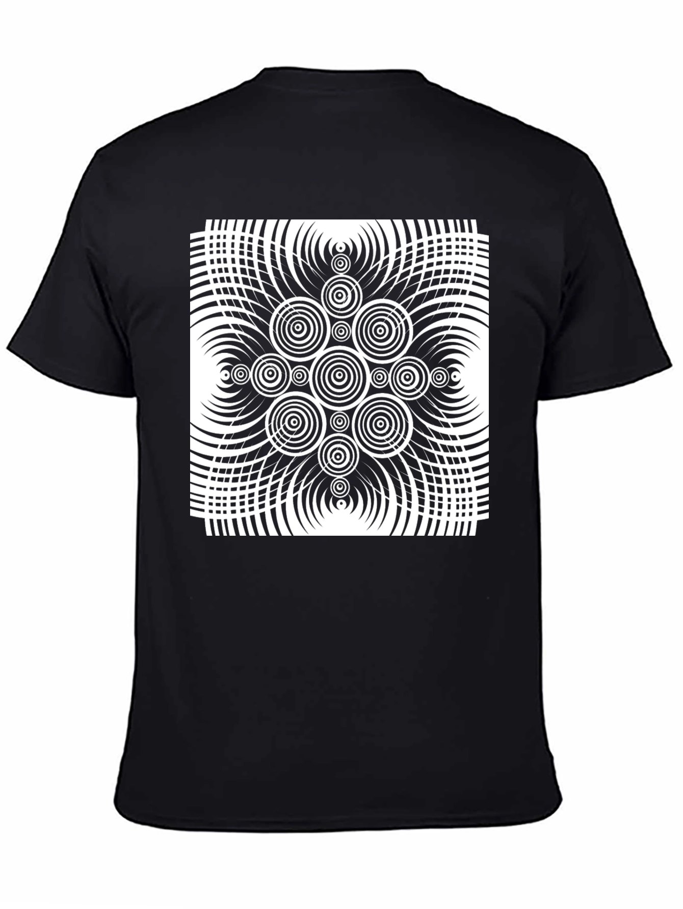 Optical Illusion Graphic Print Black T-Shirt