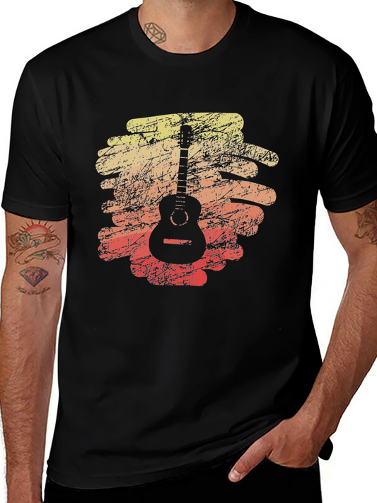Retro Guitar Graphic Tee - Vintage Style Music T-Shirt