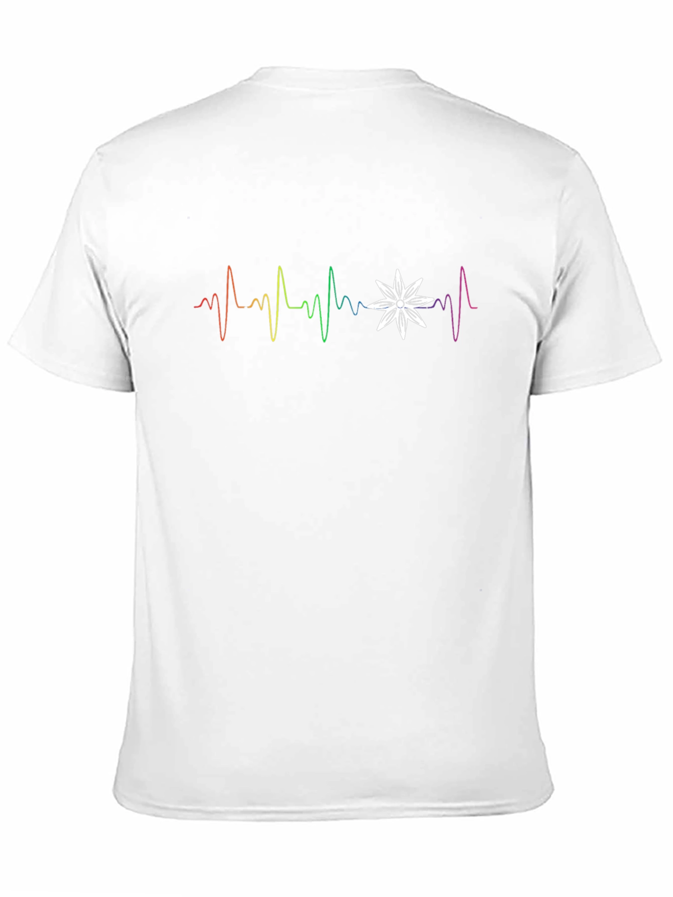 Rainbow Heartbeat Flower Graphic T-Shirt