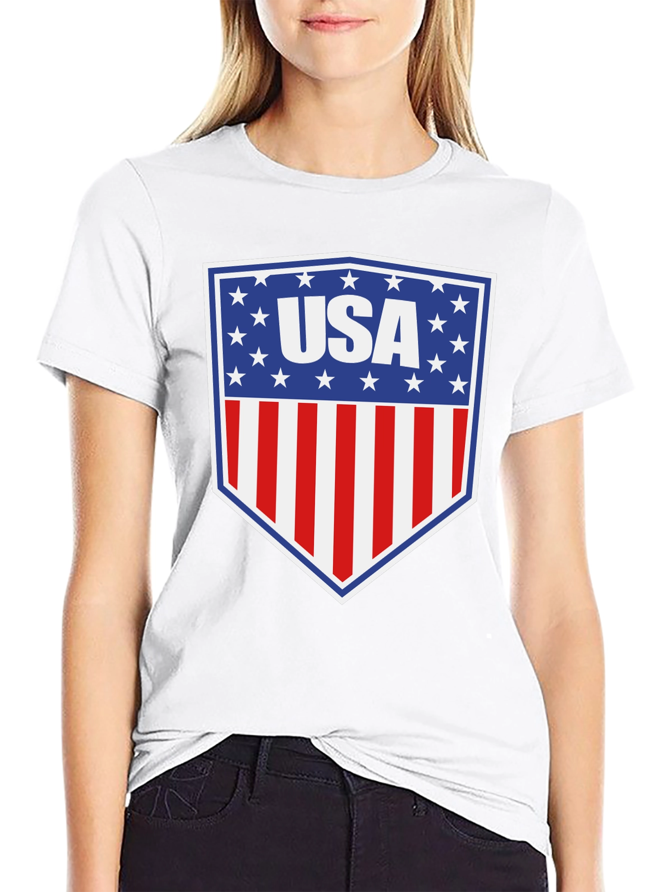 USA Shield Graphic T-Shirt Patriotic American Flag Tee
