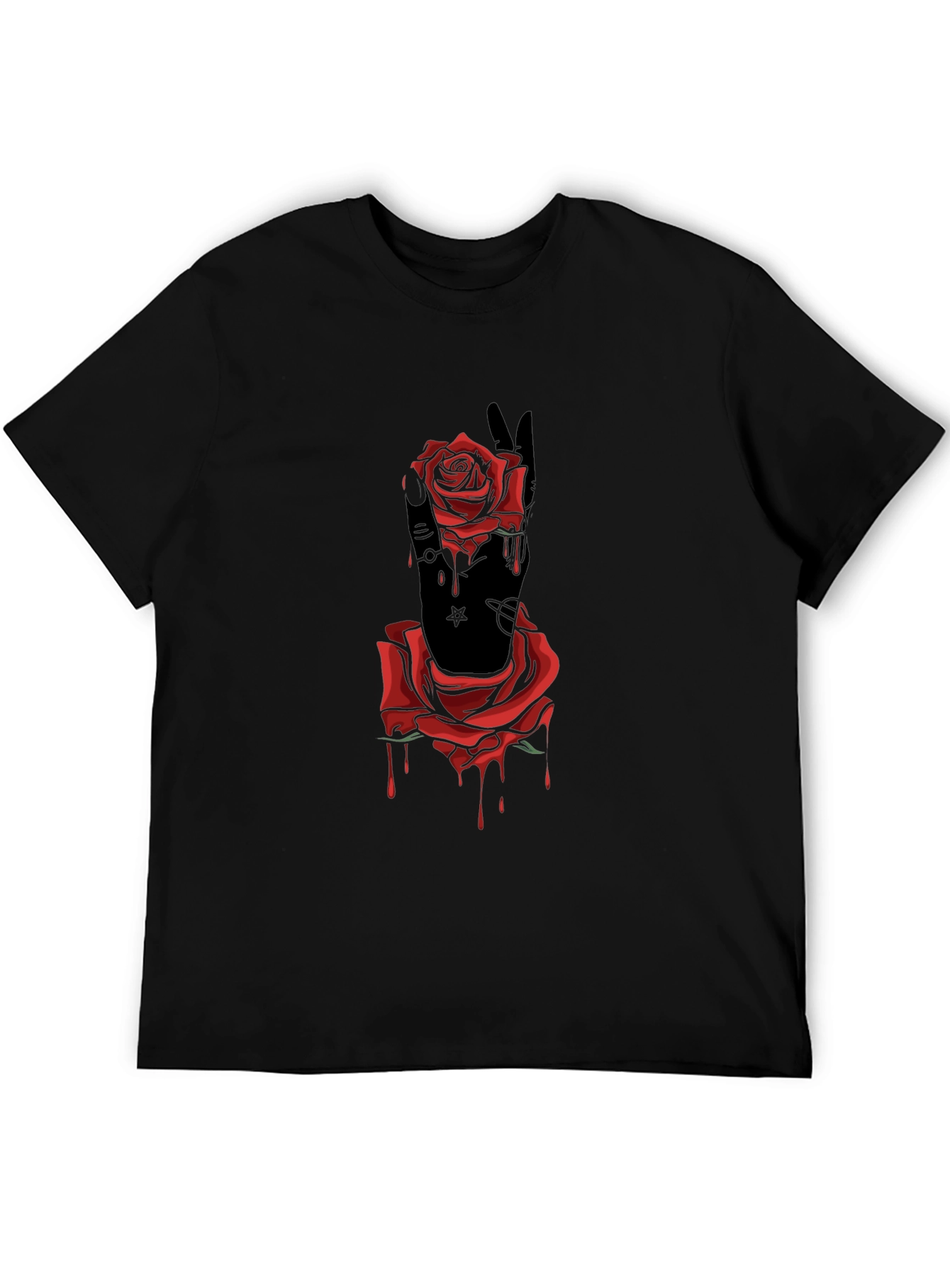 Rose Hand Graphic T-Shirt - Stylish Mens Tee