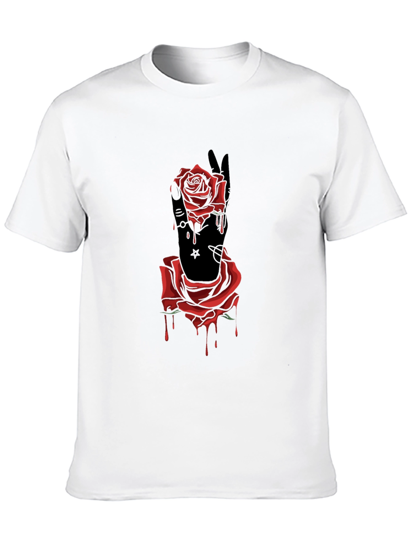 Rose Hand Graphic T-Shirt - Stylish Mens Tee