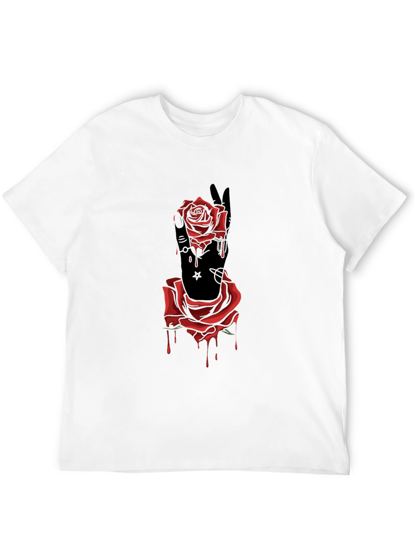 Rose Hand Graphic T-Shirt - Stylish Mens Tee