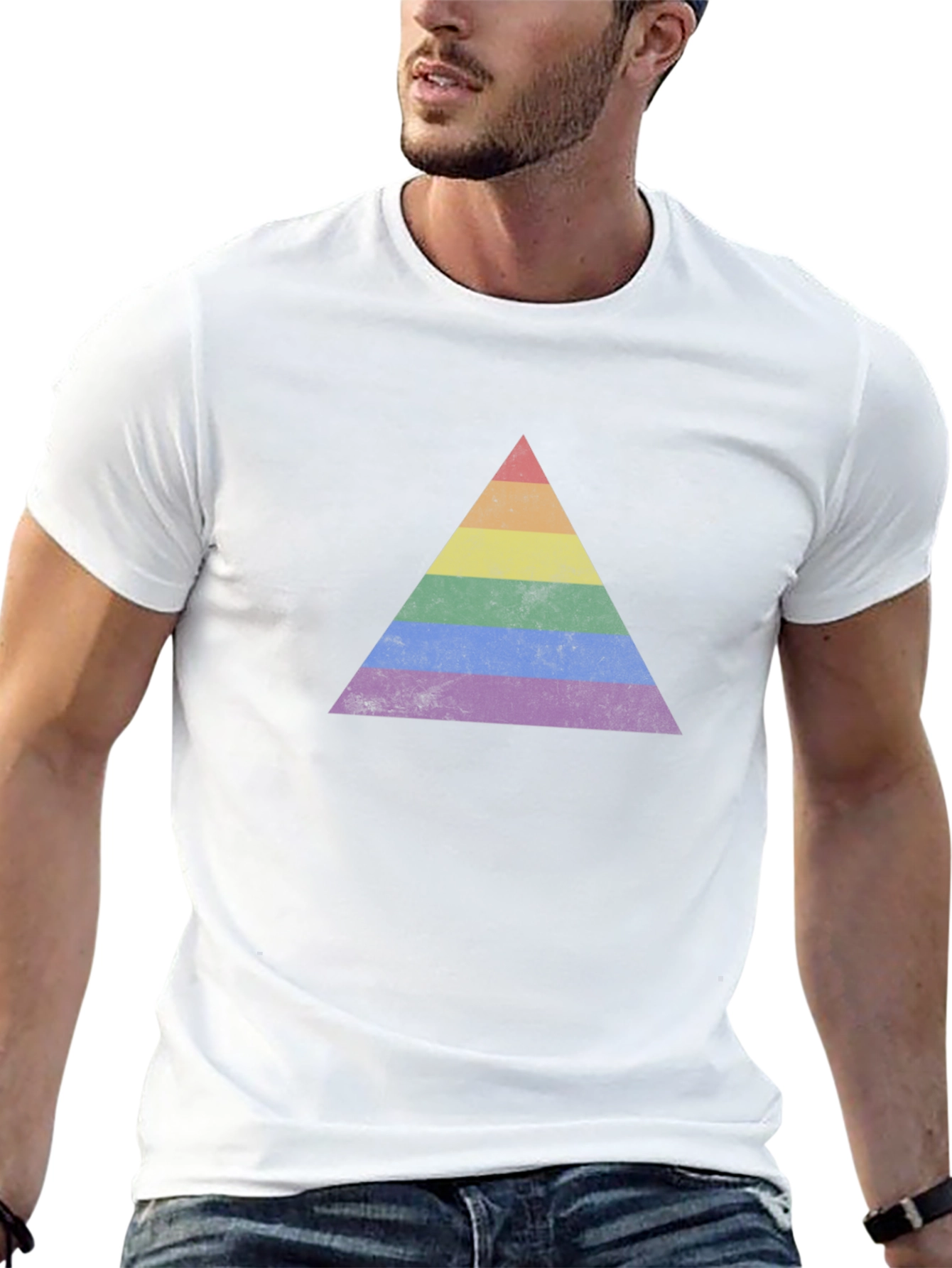 Rainbow Pride Triangle Graphic Black T-Shirt