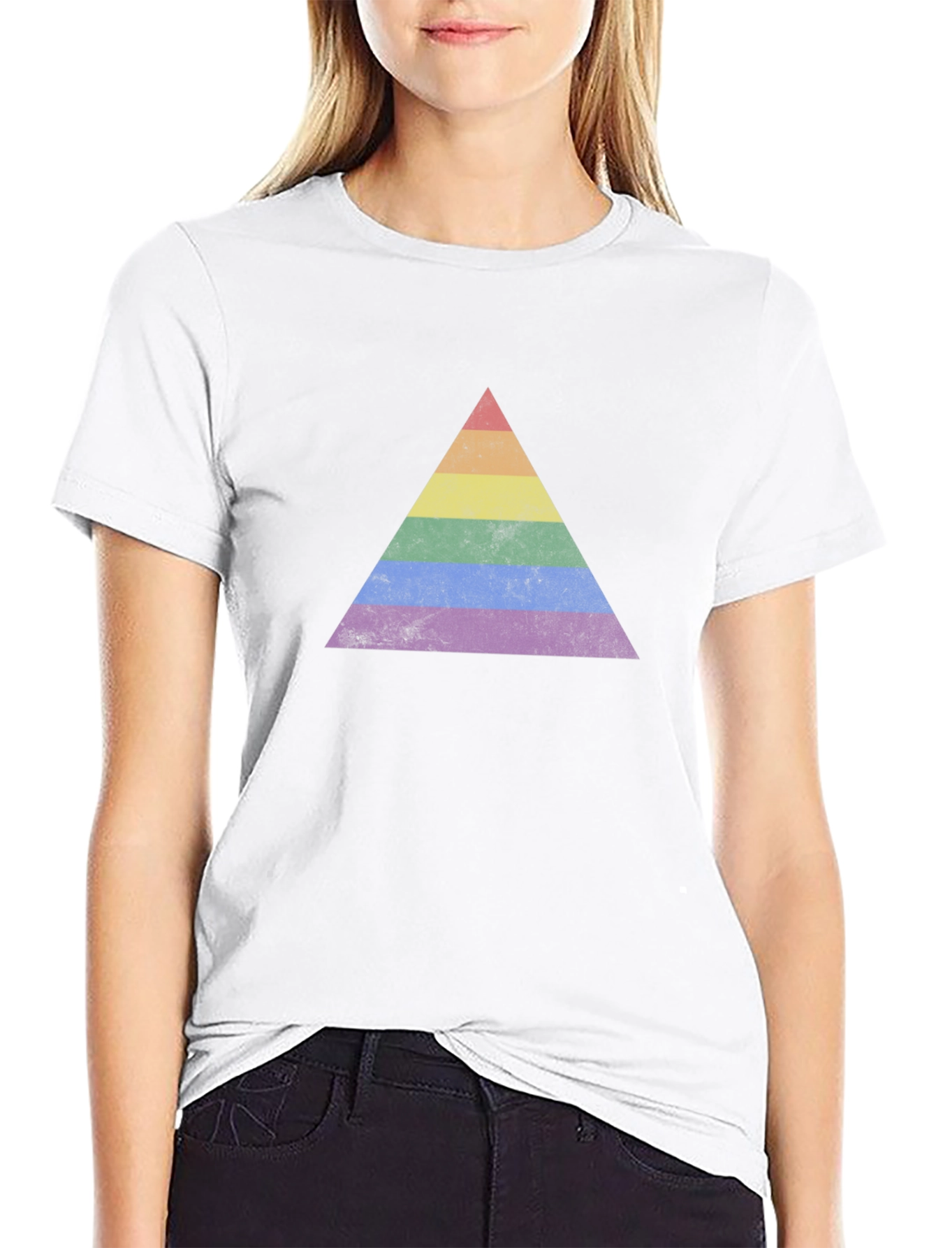 Rainbow Pride Triangle Graphic Black T-Shirt