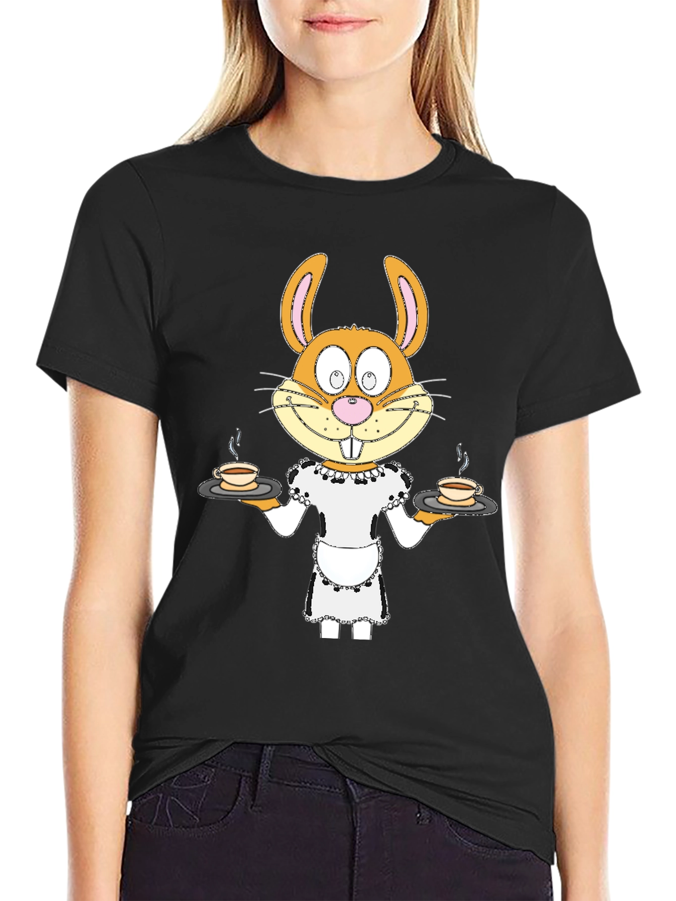 Humorous Bunny Waitress T-Shirt