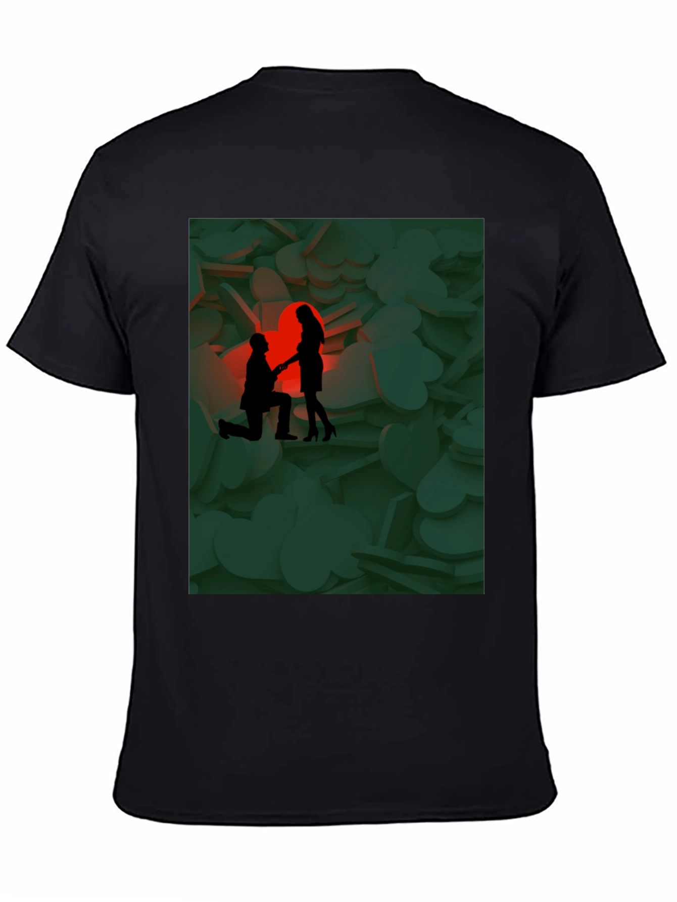 Romantic Proposal Graphic Tee - Stylish Black T-Shirt