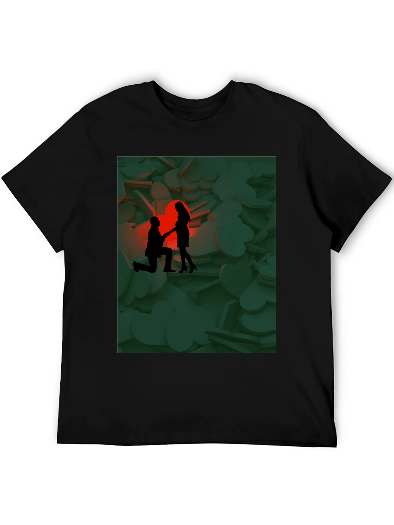 Romantic Proposal Graphic Tee - Stylish Black T-Shirt