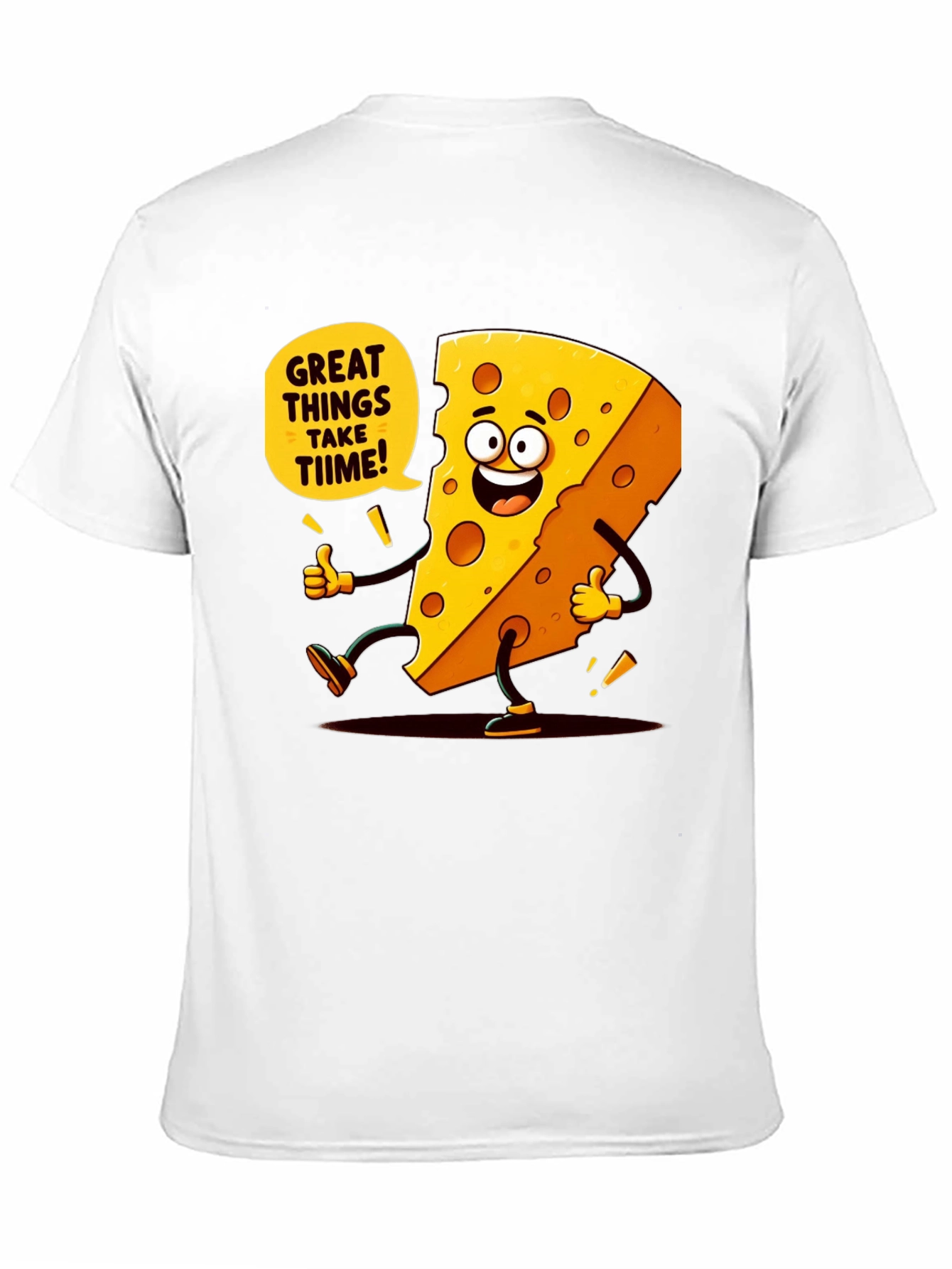Funny Cheese Cartoon Black T-Shirt