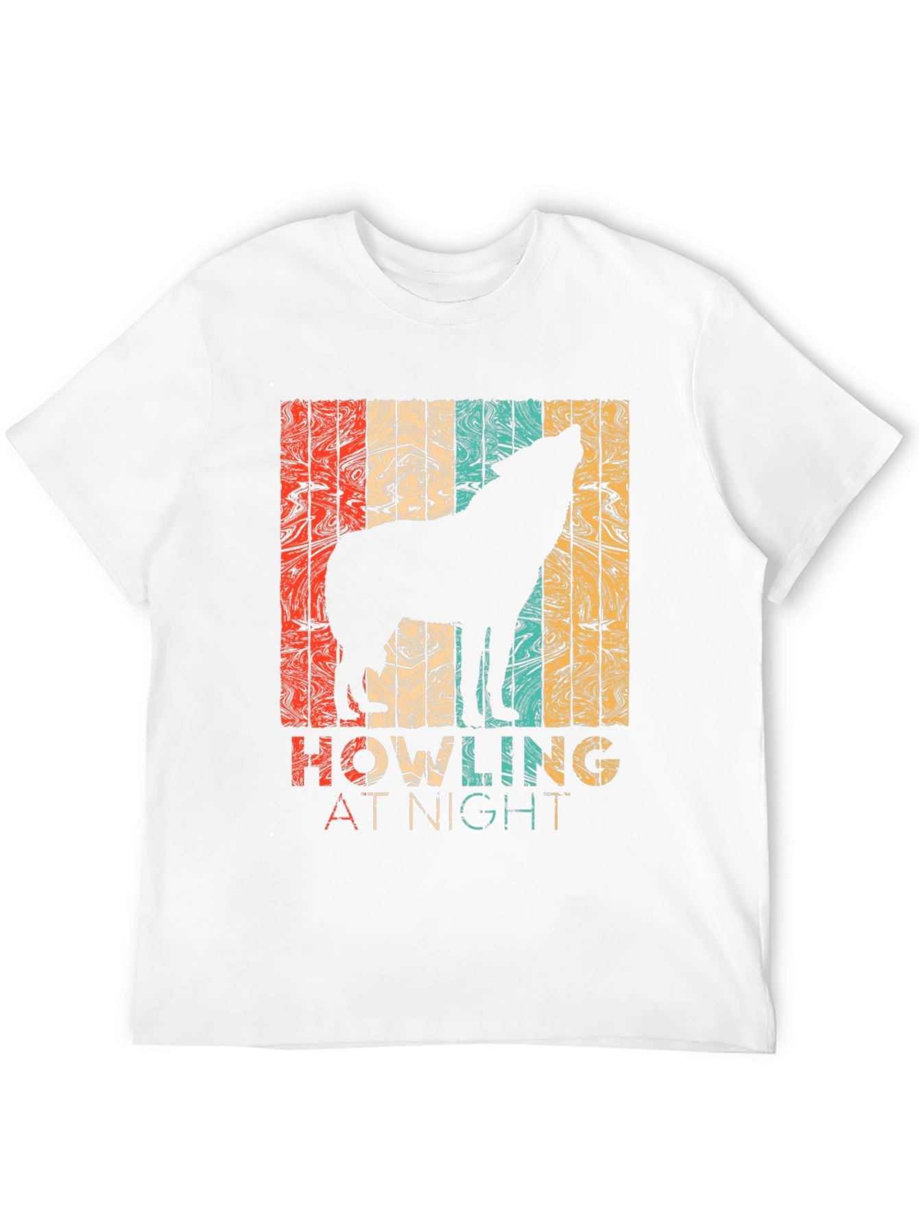 Retro Wolf Howling at Night Graphic T-Shirt