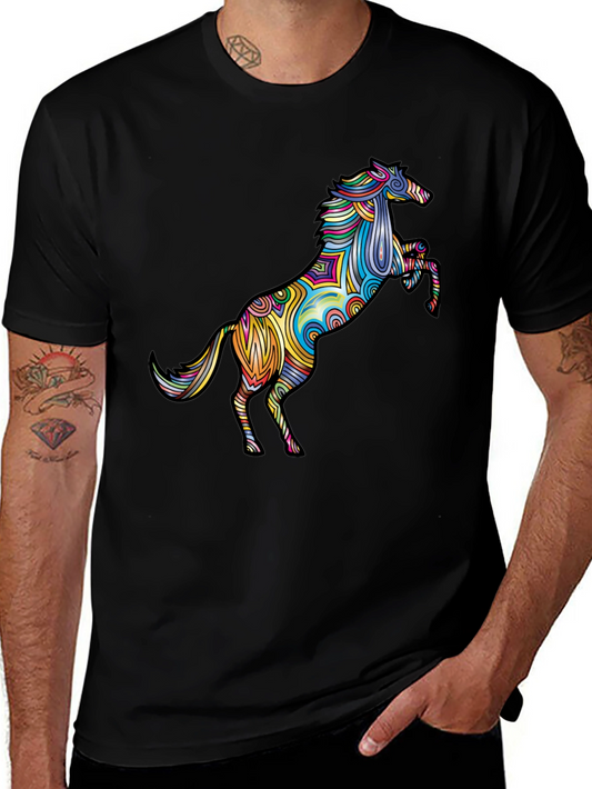 Psychedelic Horse Graphic T-Shirt - Black