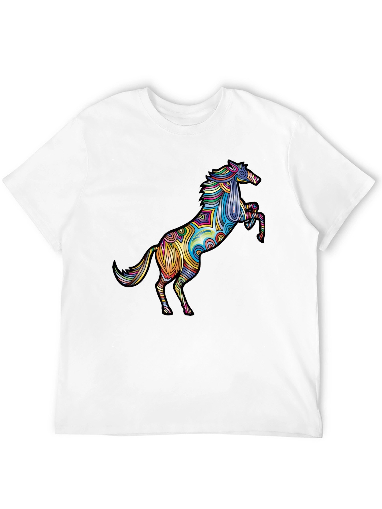 Psychedelic Horse Graphic T-Shirt - Black