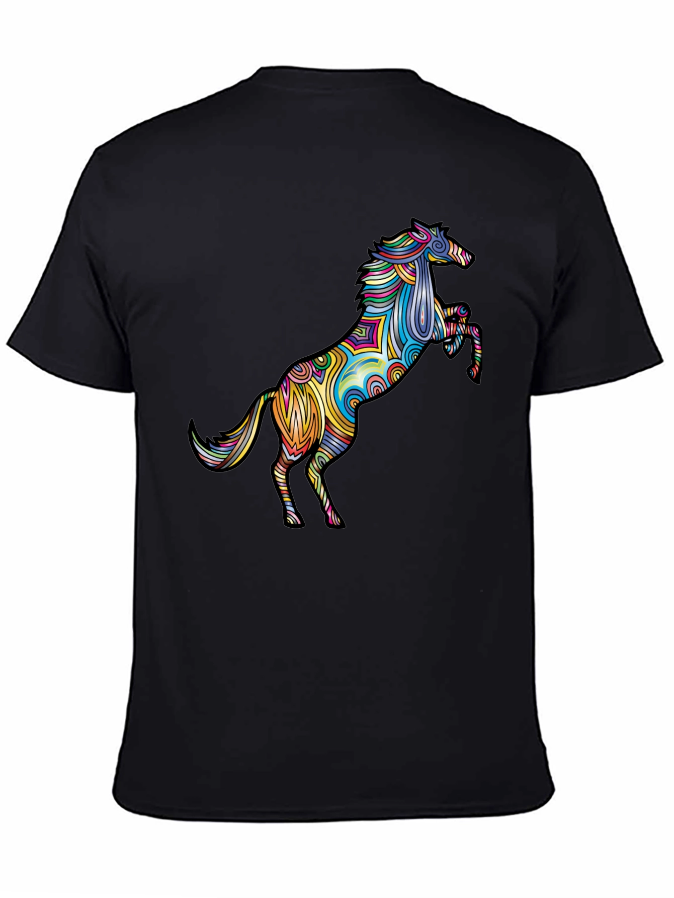 Psychedelic Horse Graphic T-Shirt - Black