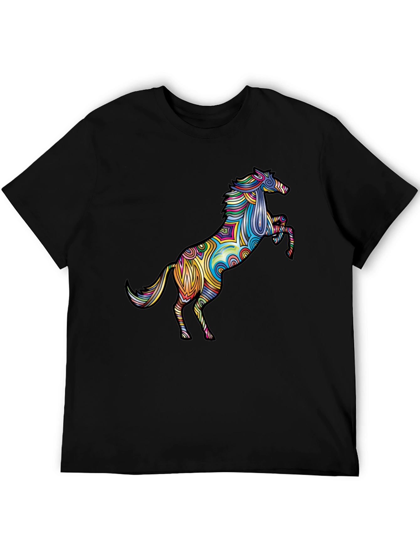 Psychedelic Horse Graphic T-Shirt - Black