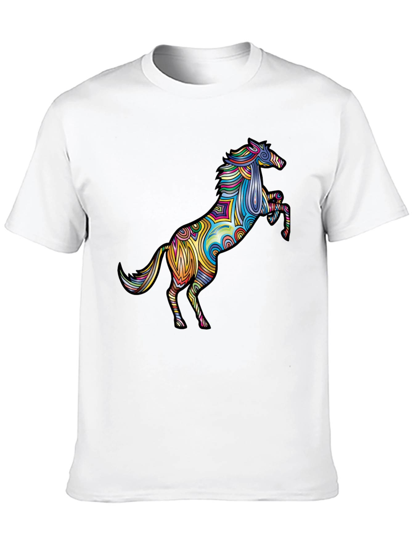 Psychedelic Horse Graphic T-Shirt - Black