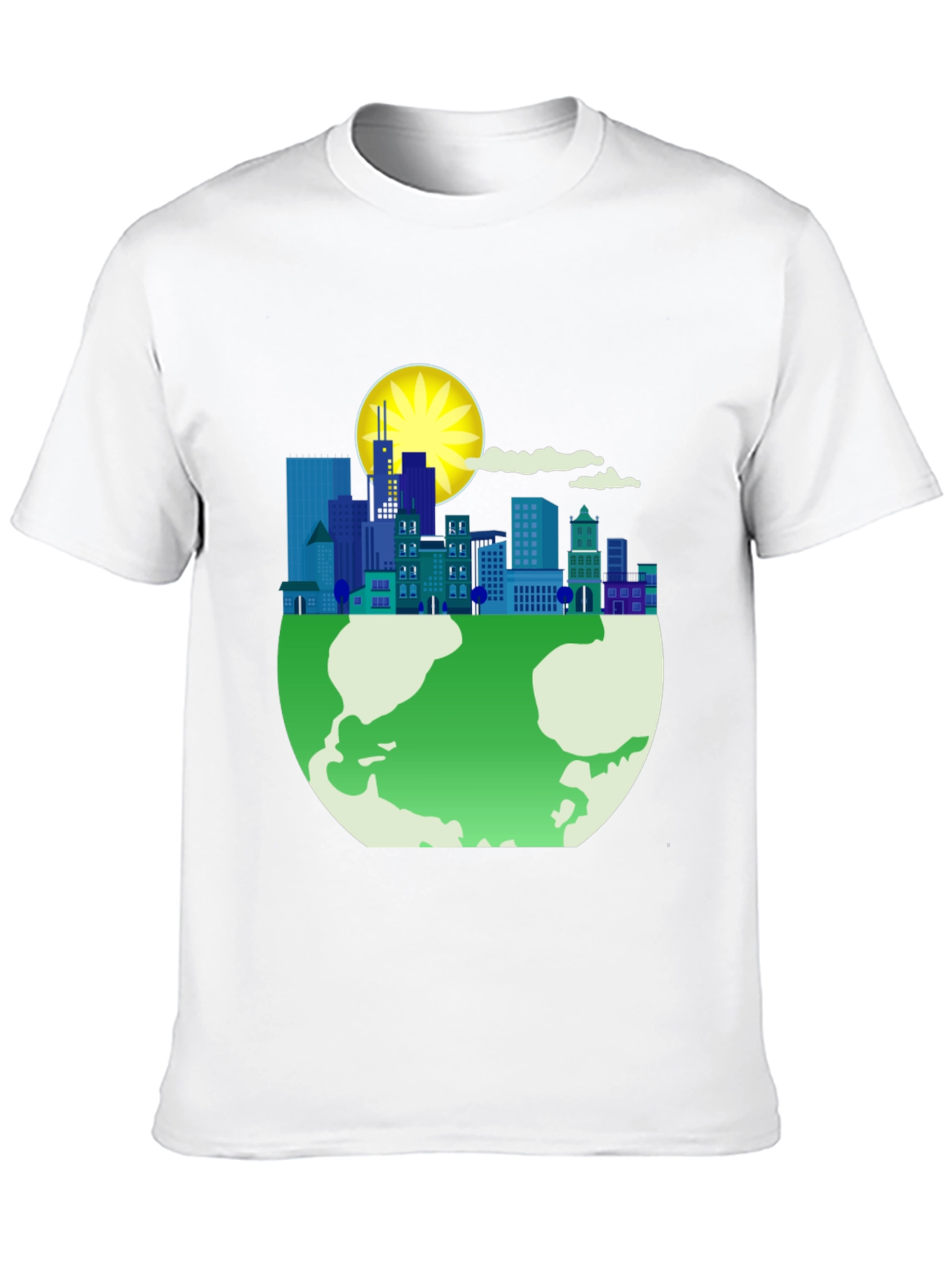 Eco-Friendly Cityscape Earth Graphic Tee - Black