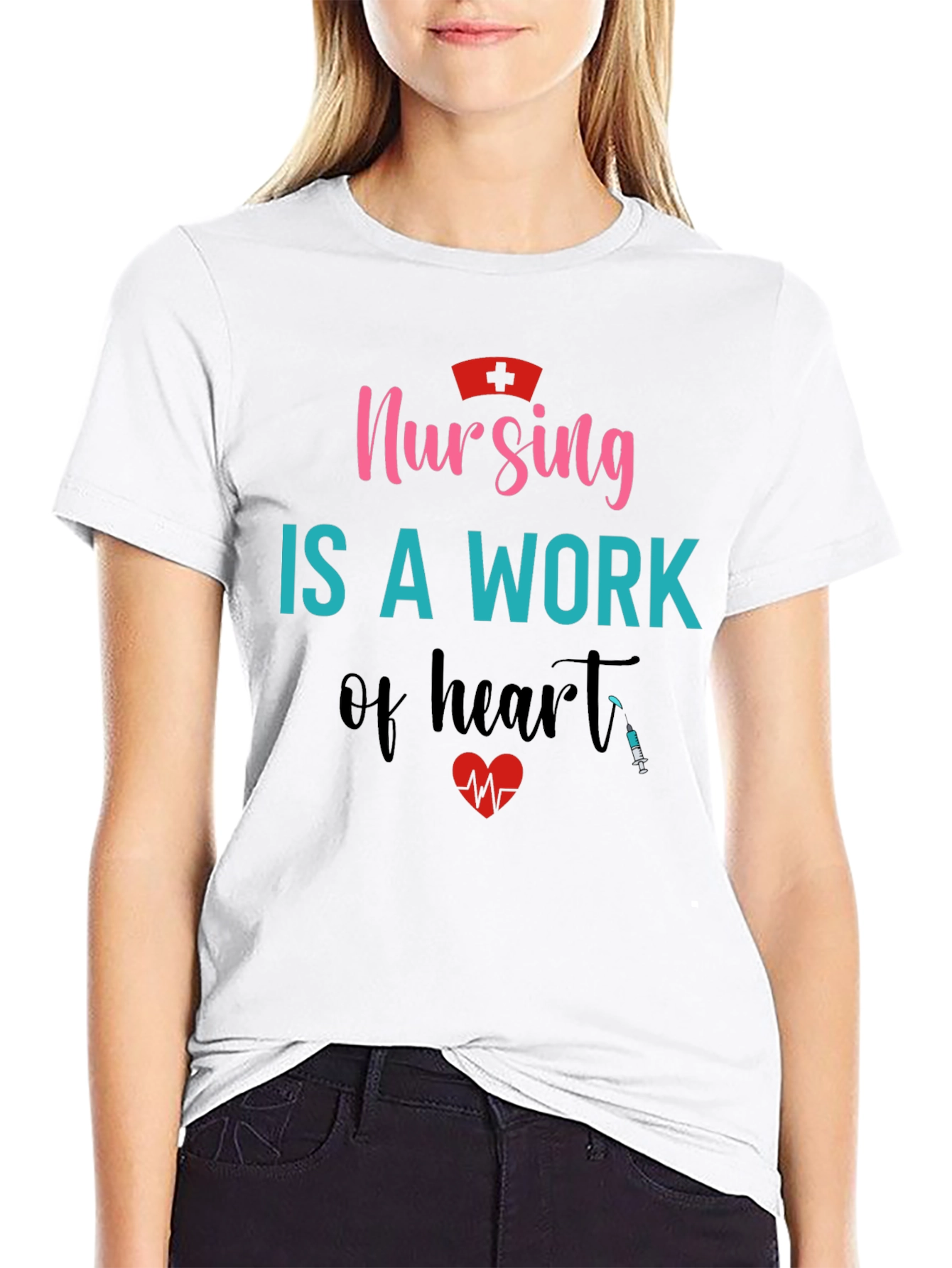 Nursing is a Work of Heart Graphic T-Shirt