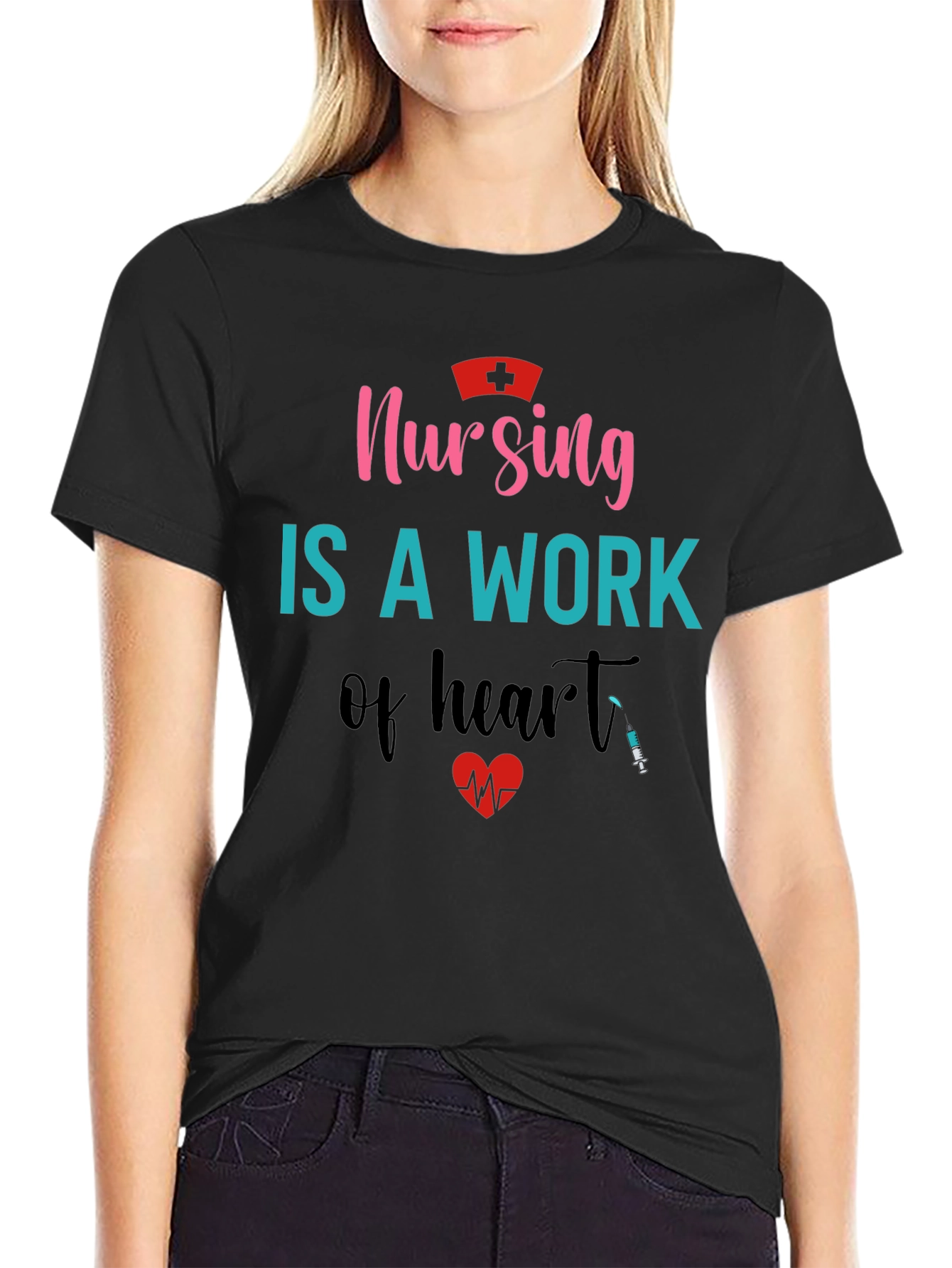 Nursing is a Work of Heart Graphic T-Shirt