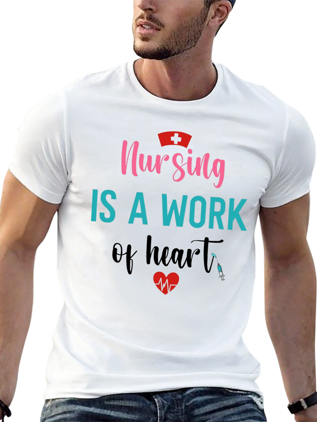 Nursing is a Work of Heart Graphic T-Shirt