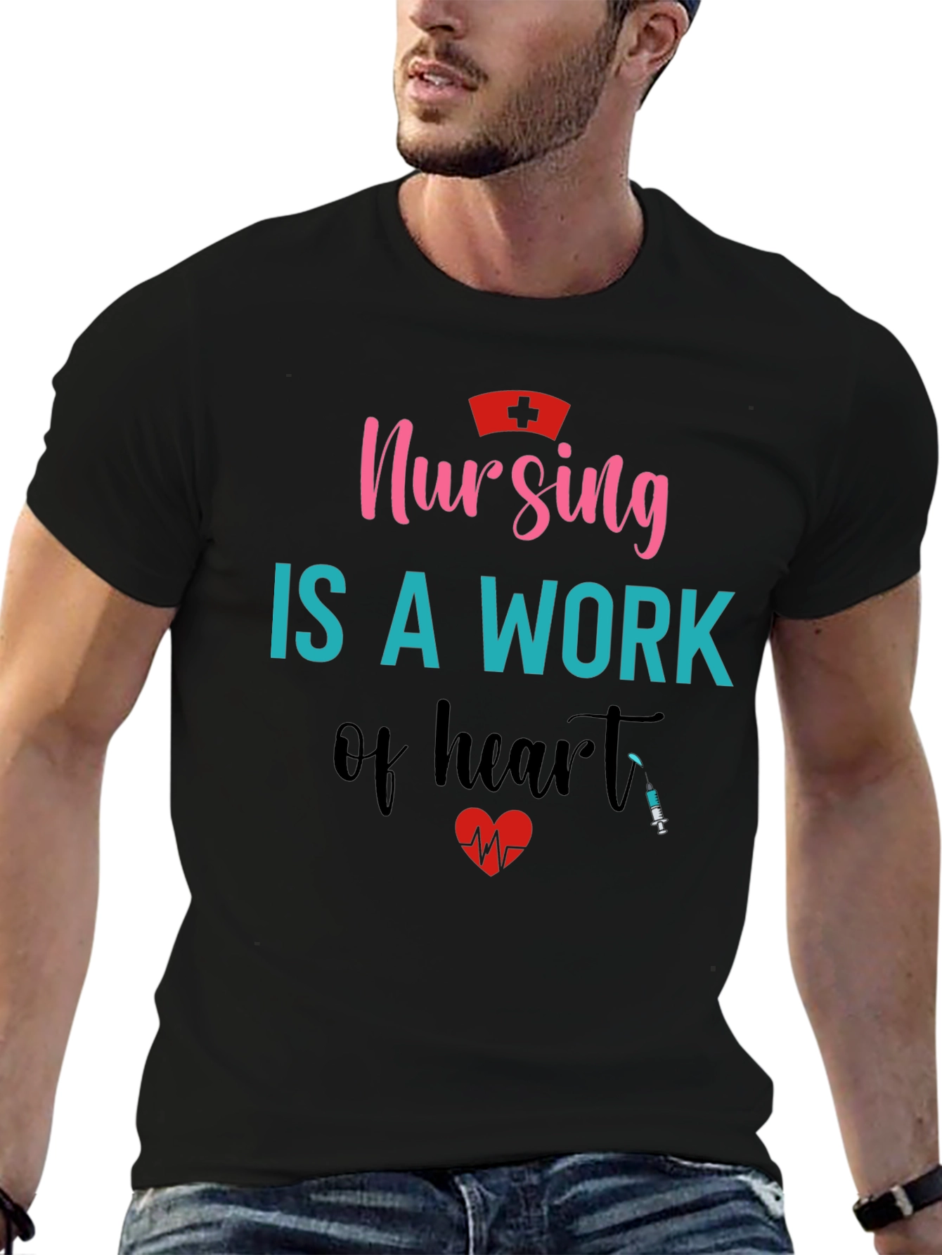 Nursing is a Work of Heart Graphic T-Shirt