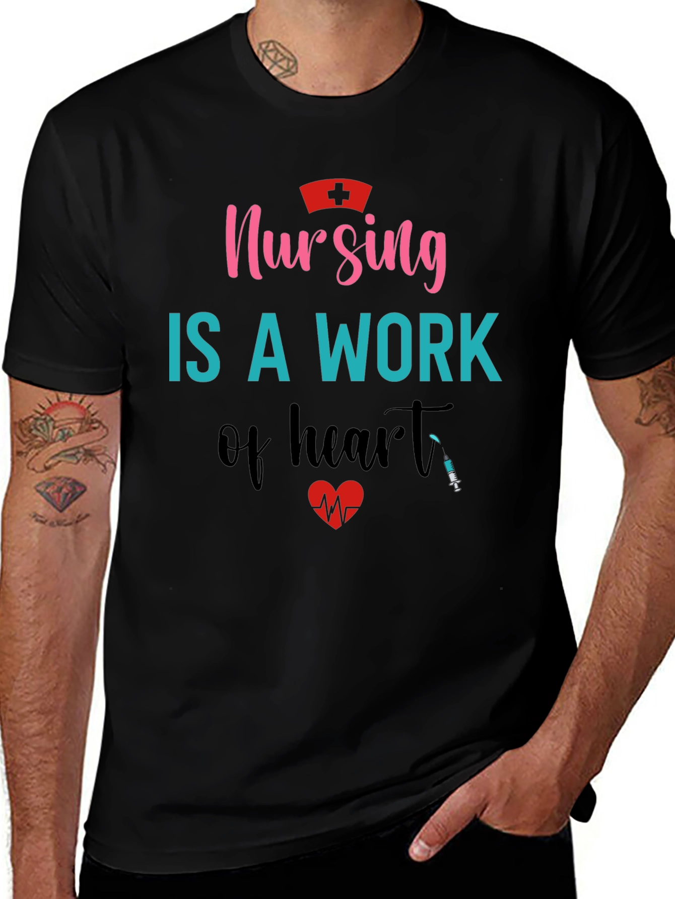 Nursing is a Work of Heart Graphic T-Shirt