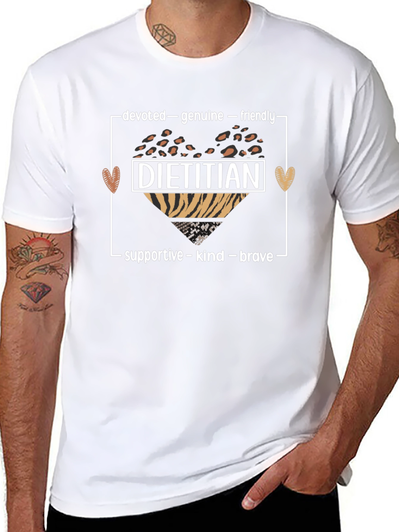 Dietitian Leopard Print Heart T-Shirt