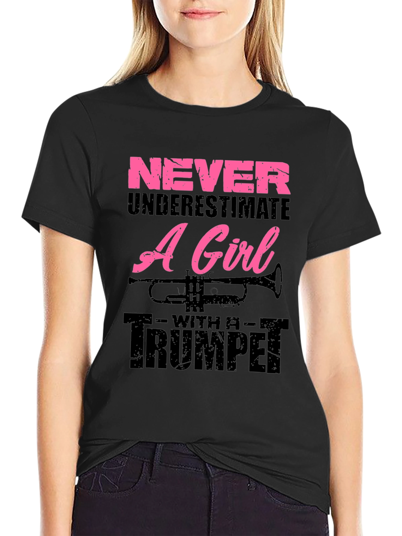 Never Underestimate A Girl With A Trumpet Graphic T-Shirt