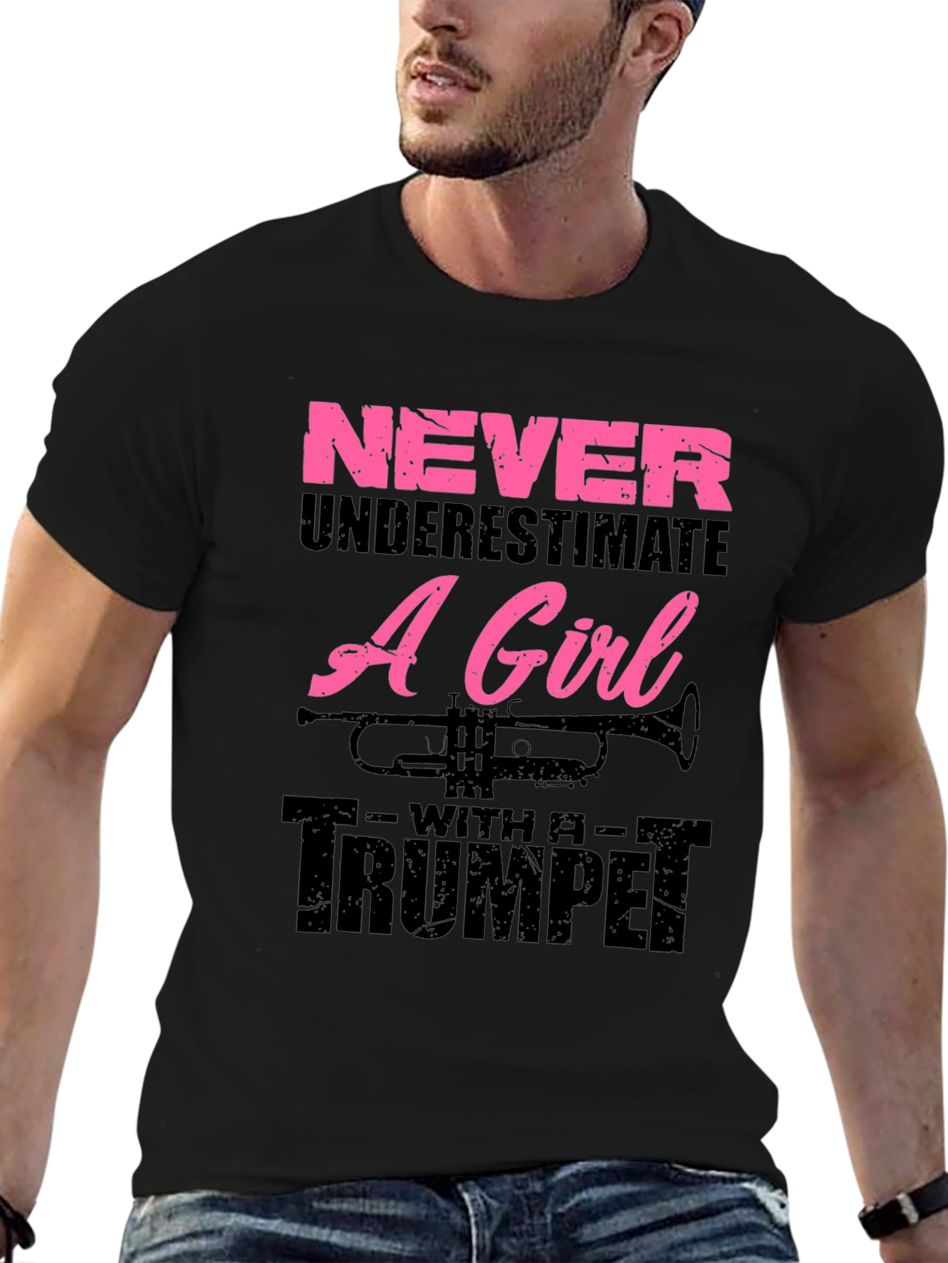 Never Underestimate A Girl With A Trumpet Graphic T-Shirt