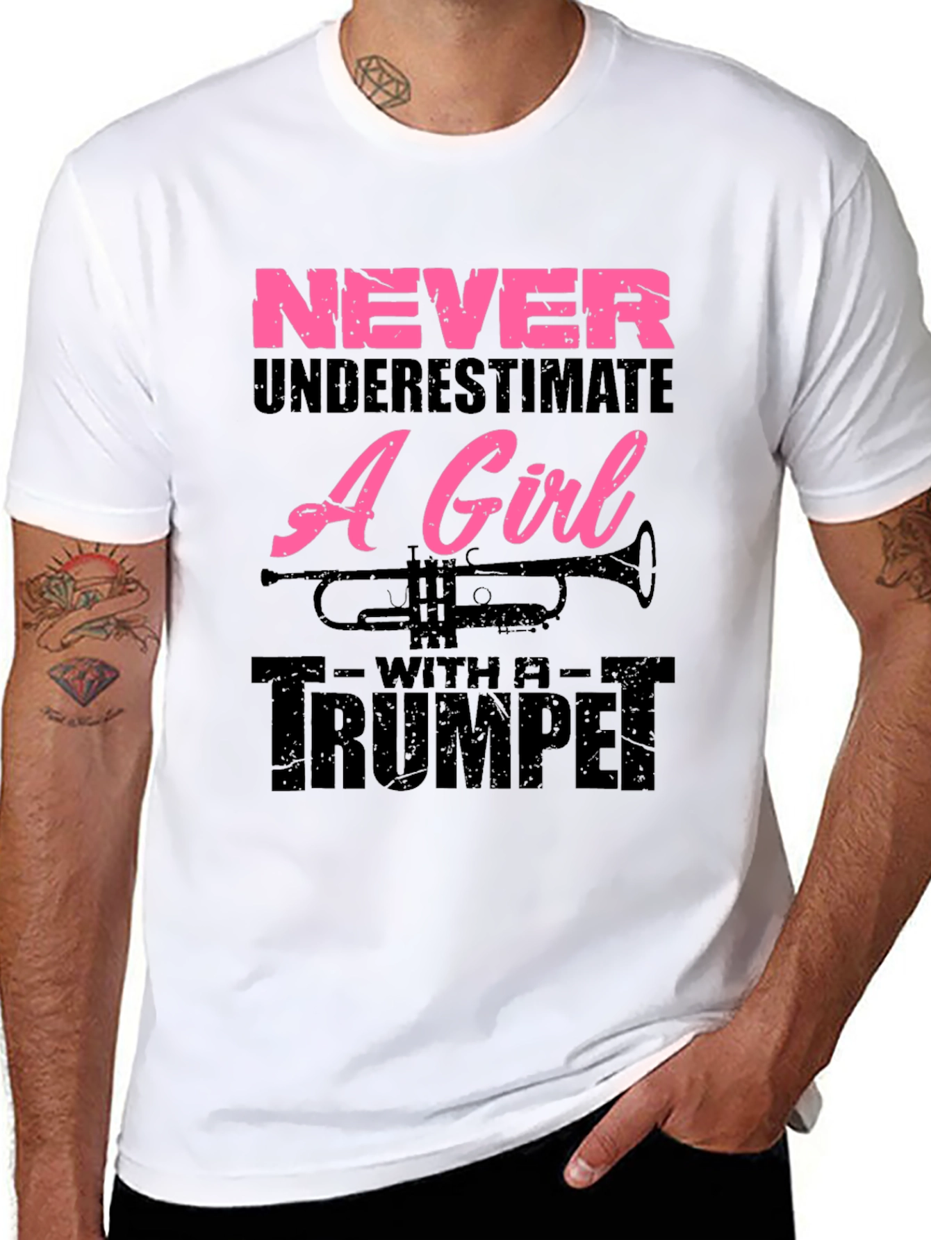 Never Underestimate A Girl With A Trumpet Graphic T-Shirt