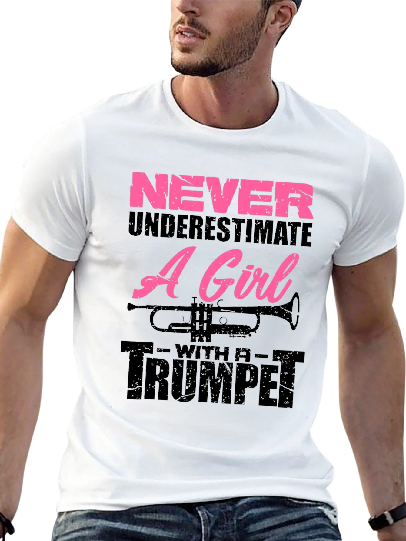 Never Underestimate A Girl With A Trumpet Graphic T-Shirt