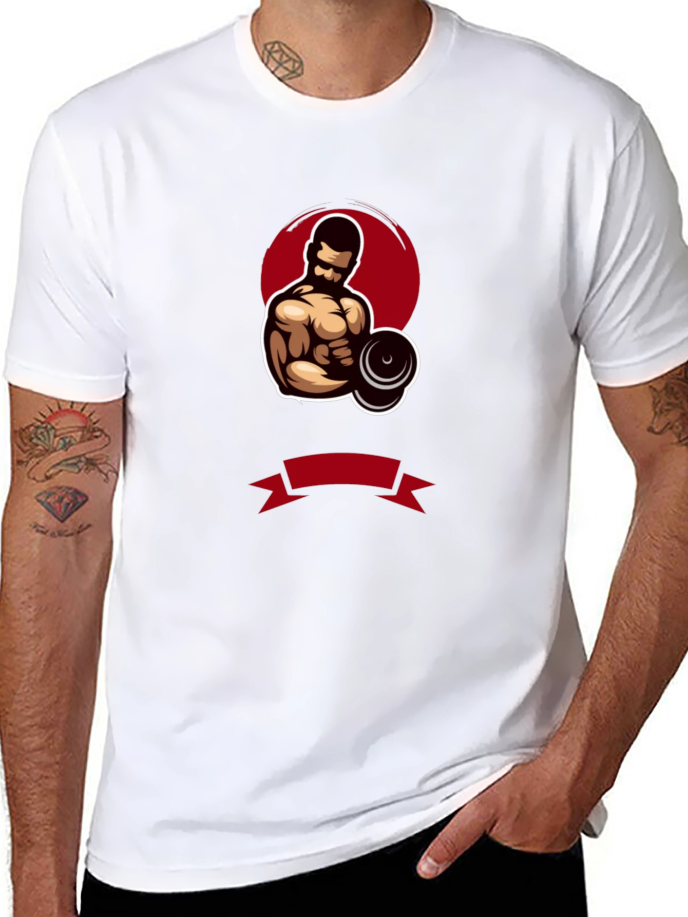 Gym Bodybuilder Graphic Tee - Black Cotton Blend