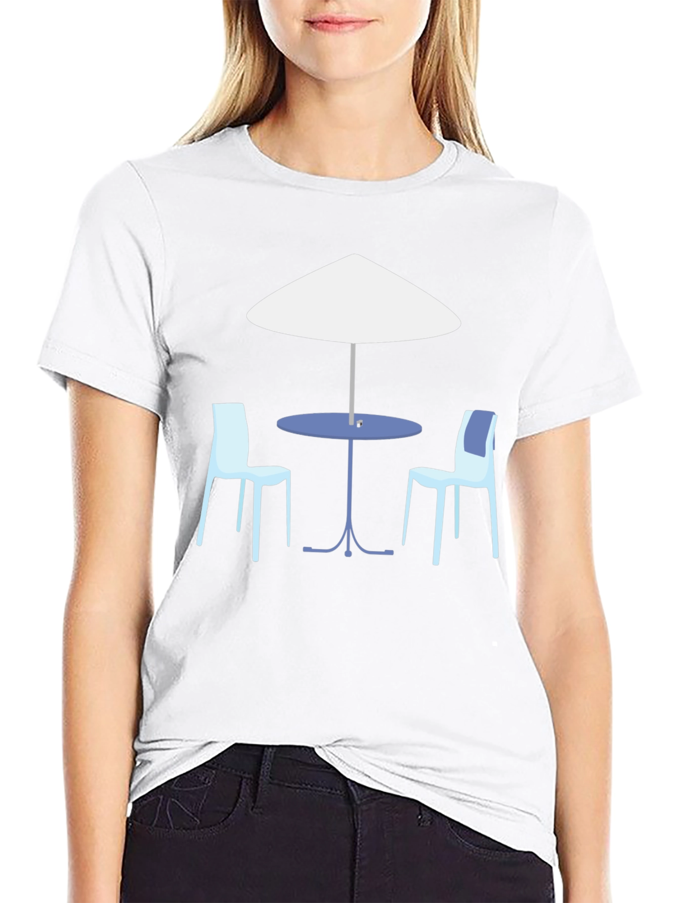 Cafe Table Graphic Tee - Relaxed Fit Black T-Shirt