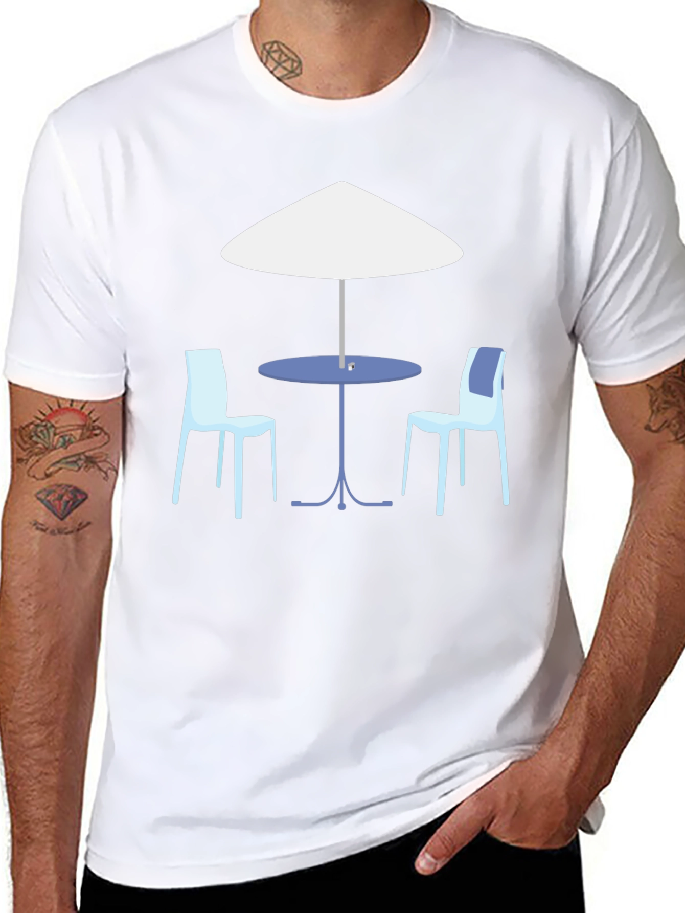 Cafe Table Graphic Tee - Relaxed Fit Black T-Shirt