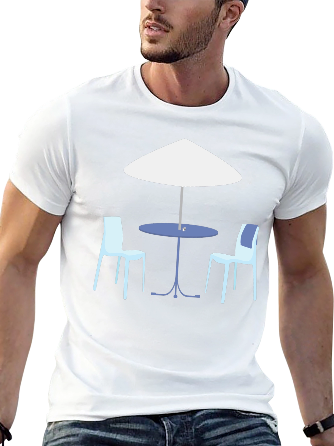 Cafe Table Graphic Tee - Relaxed Fit Black T-Shirt