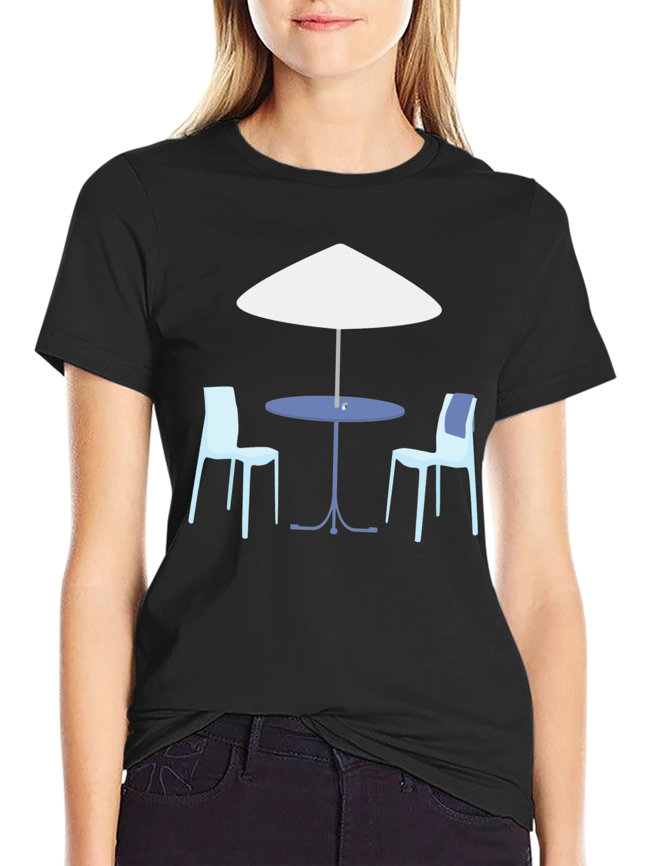 Cafe Table Graphic Tee - Relaxed Fit Black T-Shirt