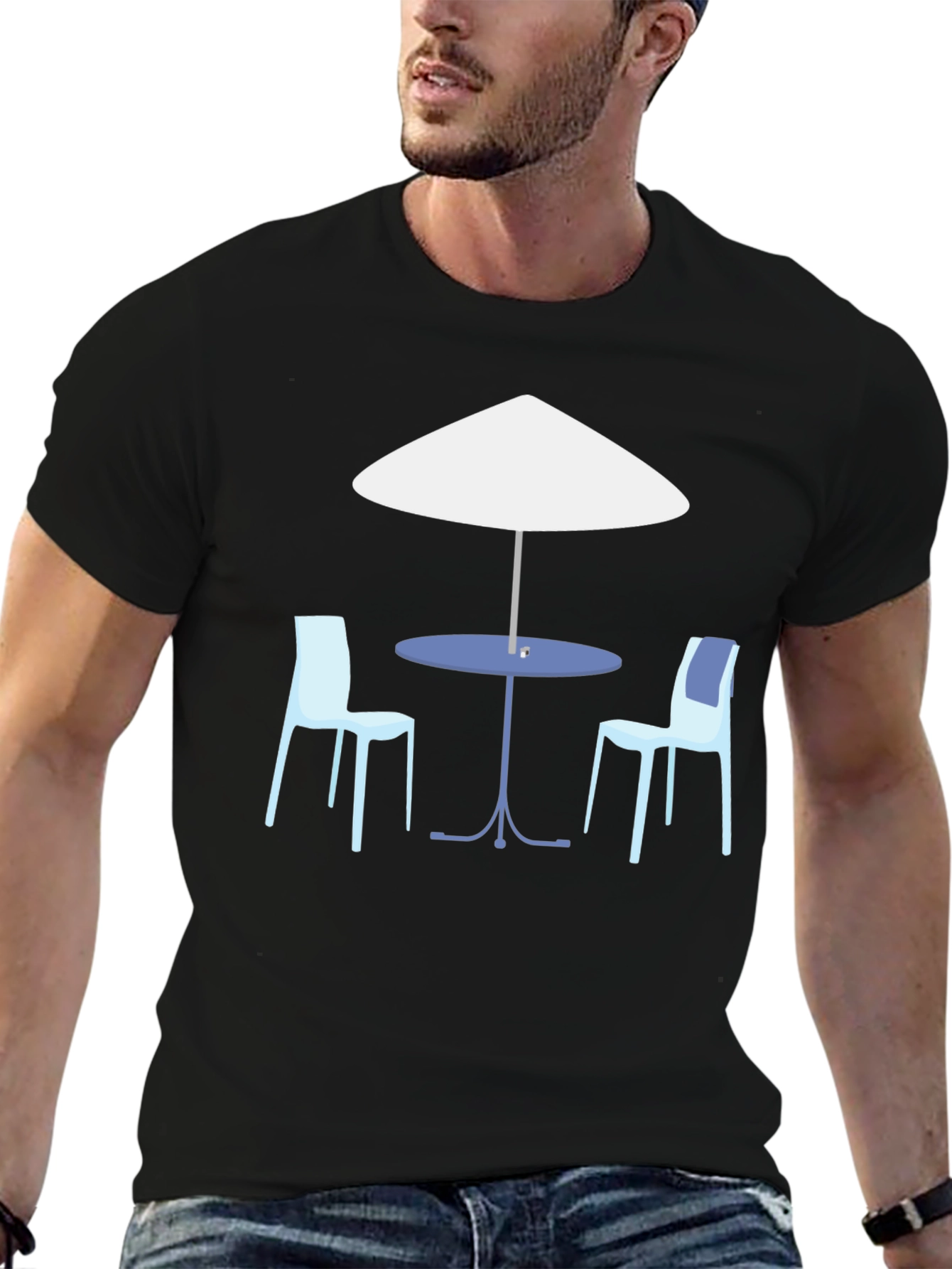 Cafe Table Graphic Tee - Relaxed Fit Black T-Shirt