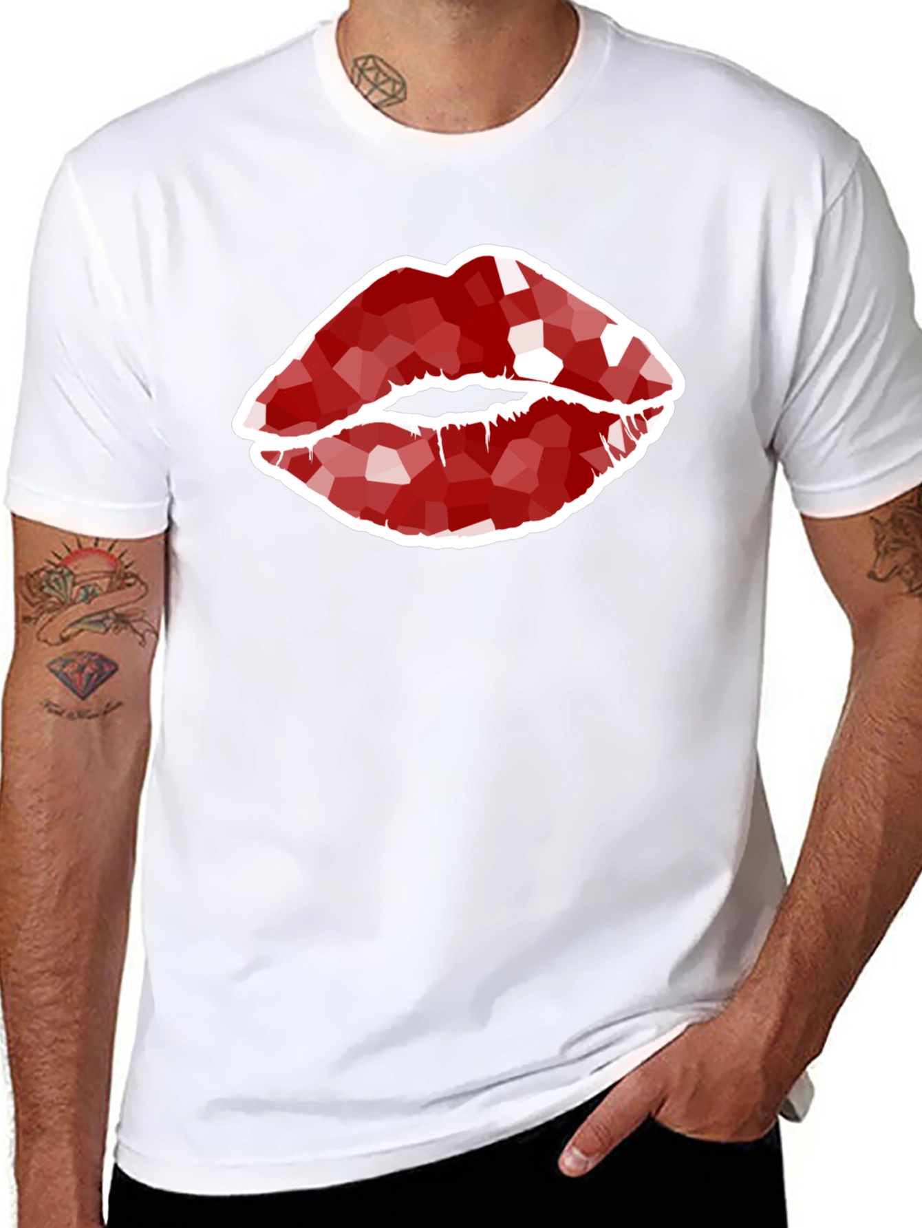 Geometric Lips Graphic Print Mens T-Shirt
