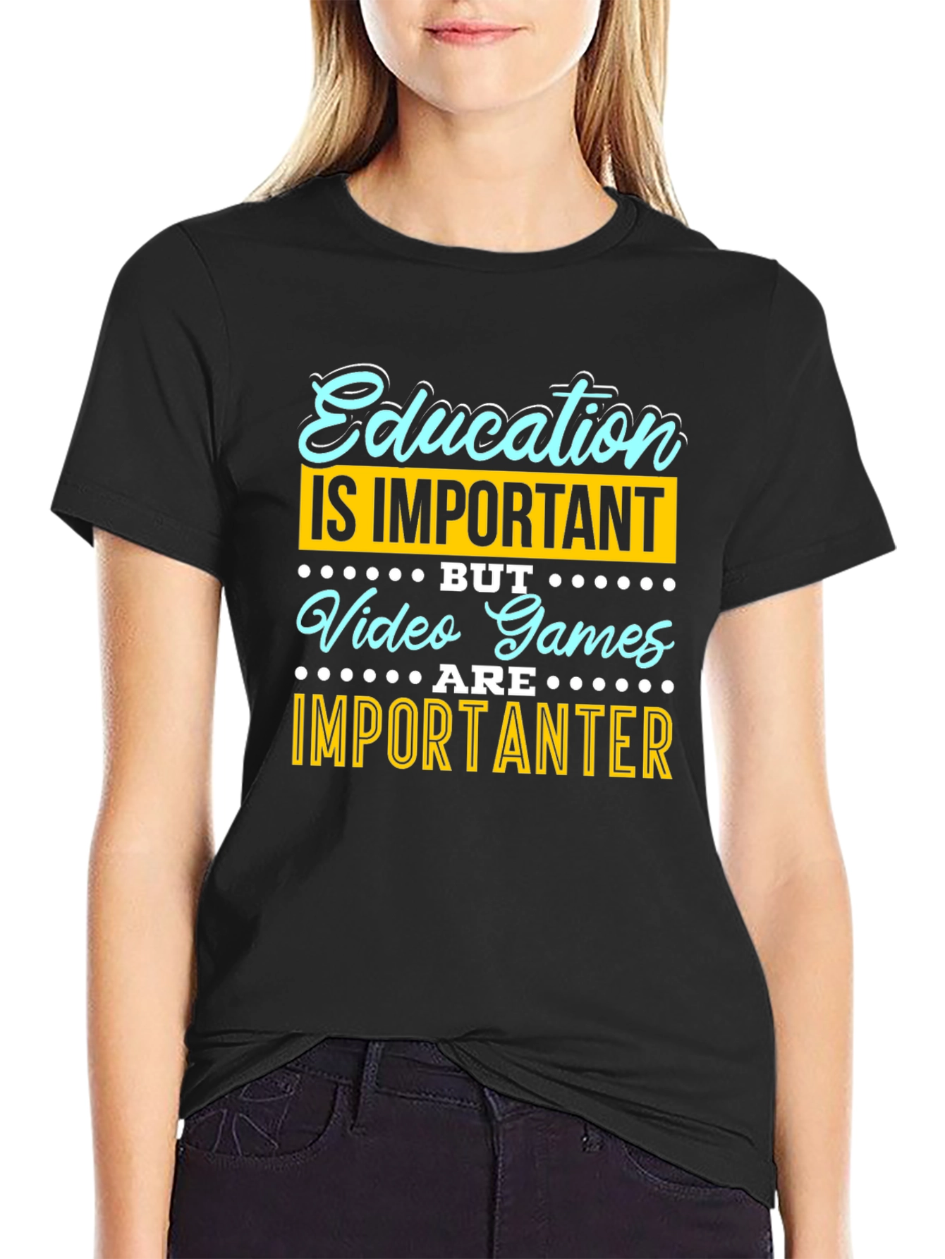 Education vs. Video Games Funny Graphic Tee