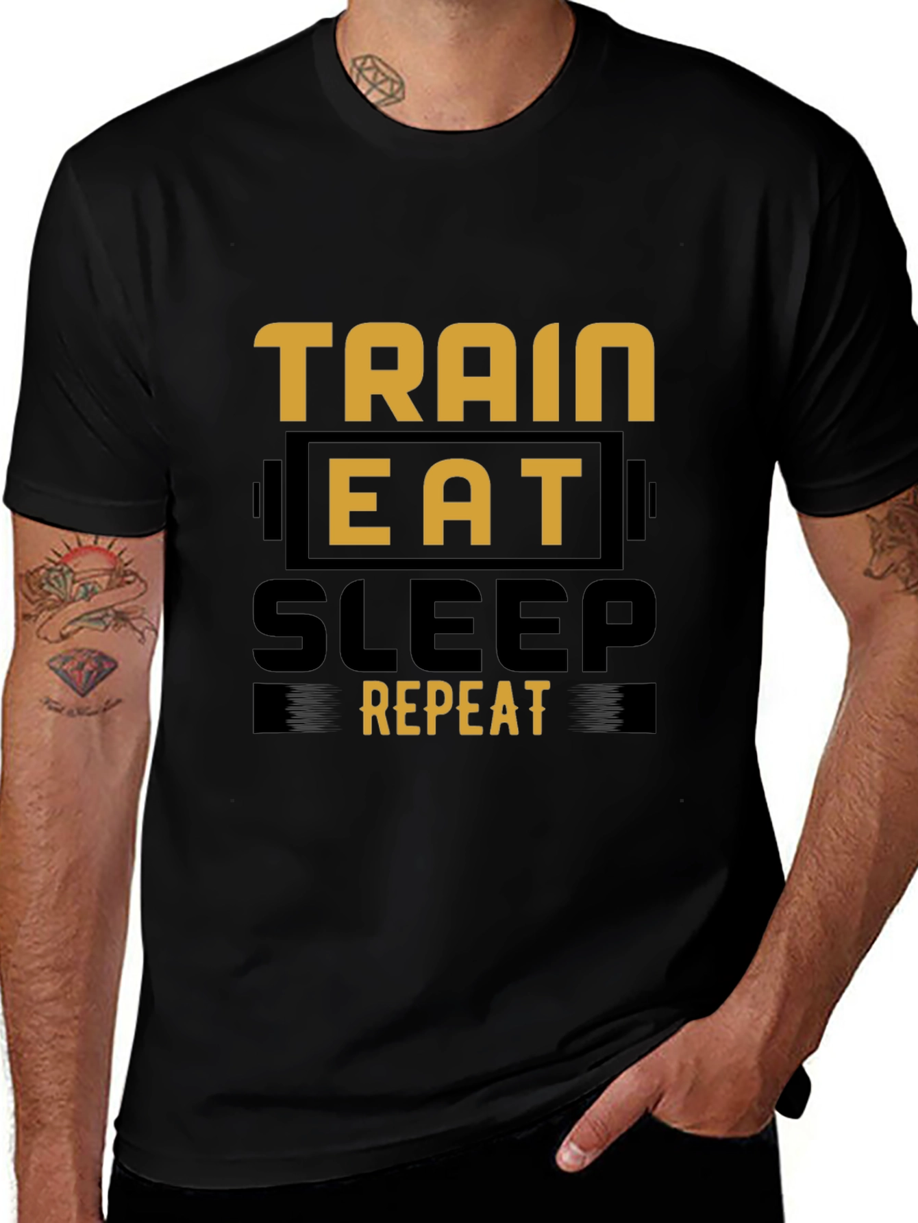 Train Eat Sleep Repeat Graphic Tee - Fitness Lifestyle