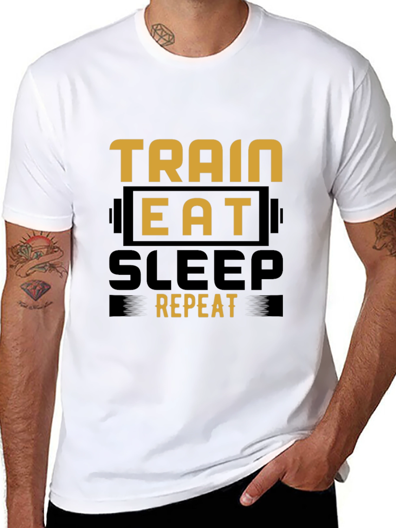 Train Eat Sleep Repeat Graphic Tee - Fitness Lifestyle