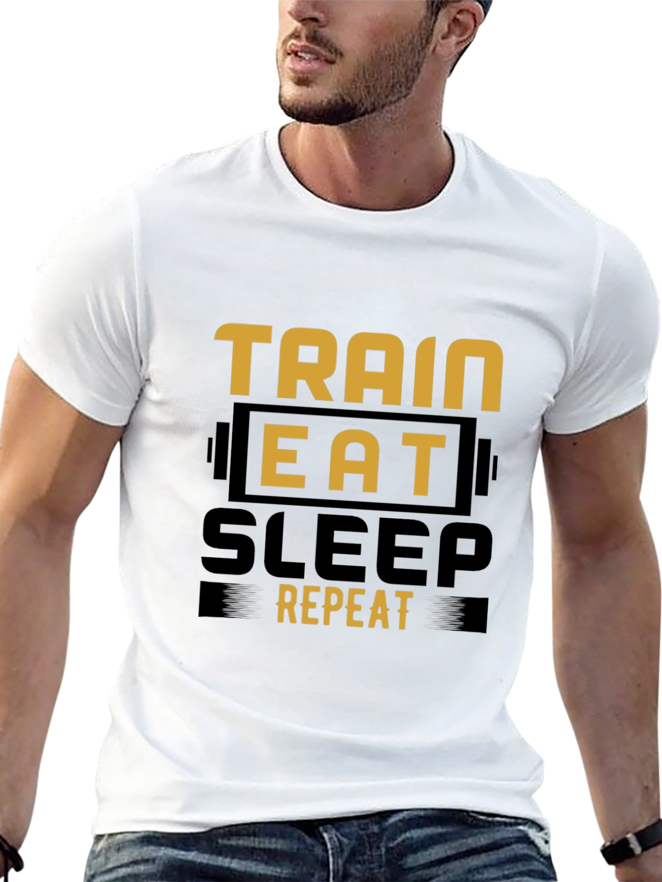 Train Eat Sleep Repeat Graphic Tee - Fitness Lifestyle