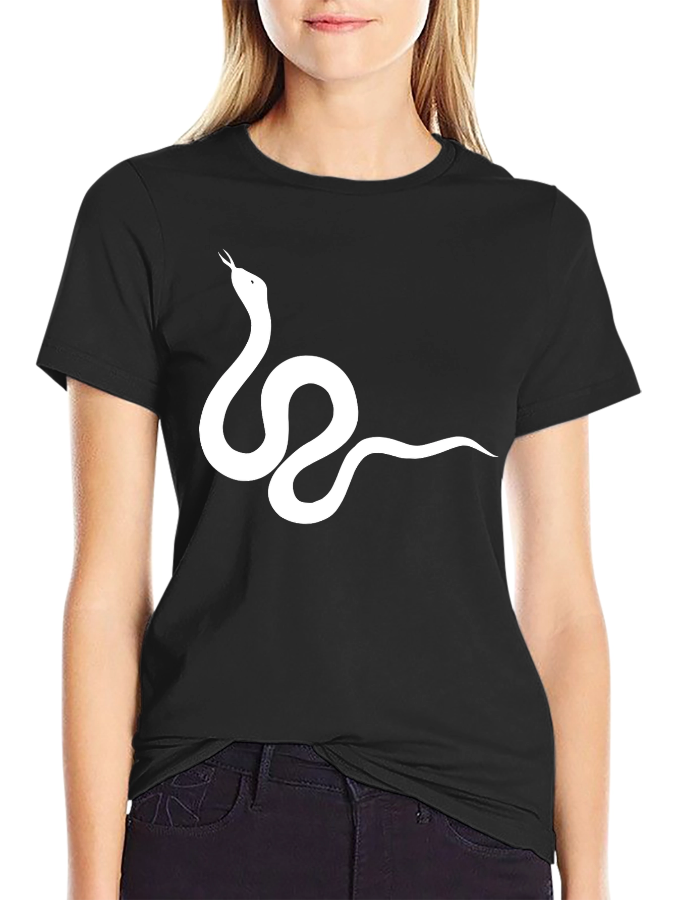 Snake Graphic Tee - Black Cotton T-Shirt