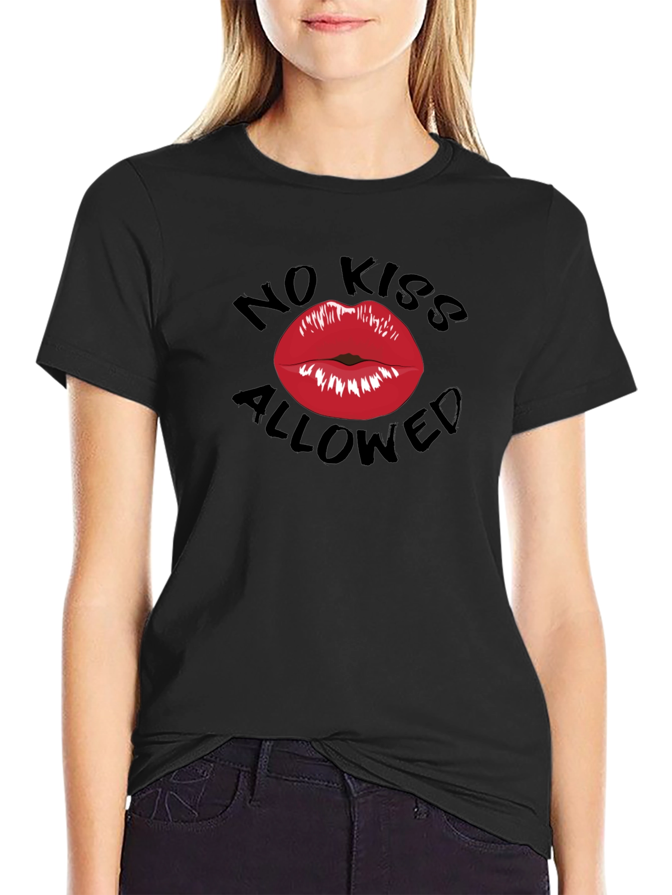 No Kiss Allowed Graphic Tee - Funny Novelty T-Shirt