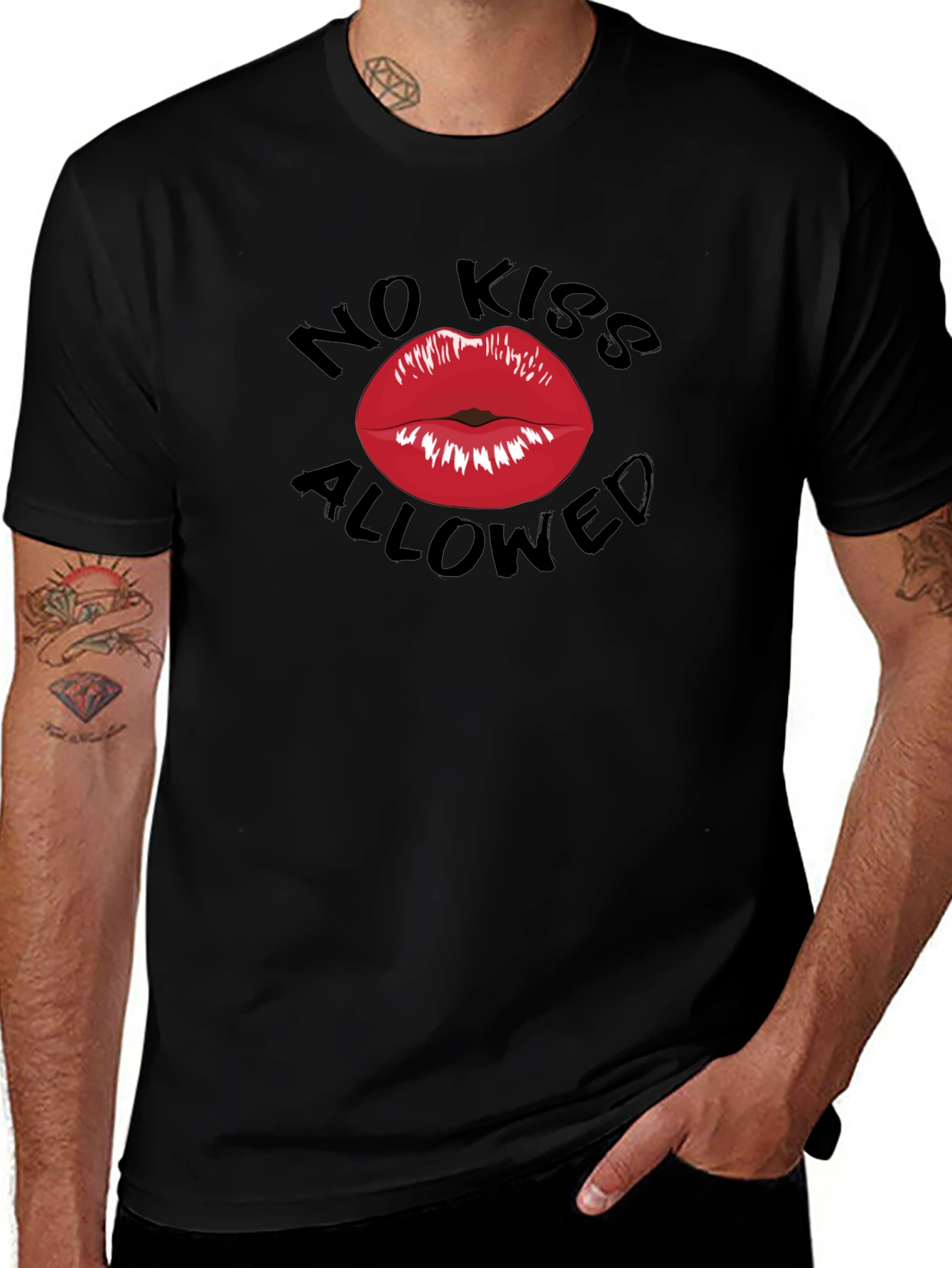 No Kiss Allowed Graphic Tee - Funny Novelty T-Shirt