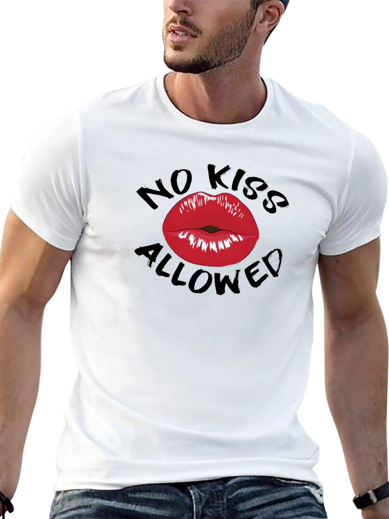 No Kiss Allowed Graphic Tee - Funny Novelty T-Shirt