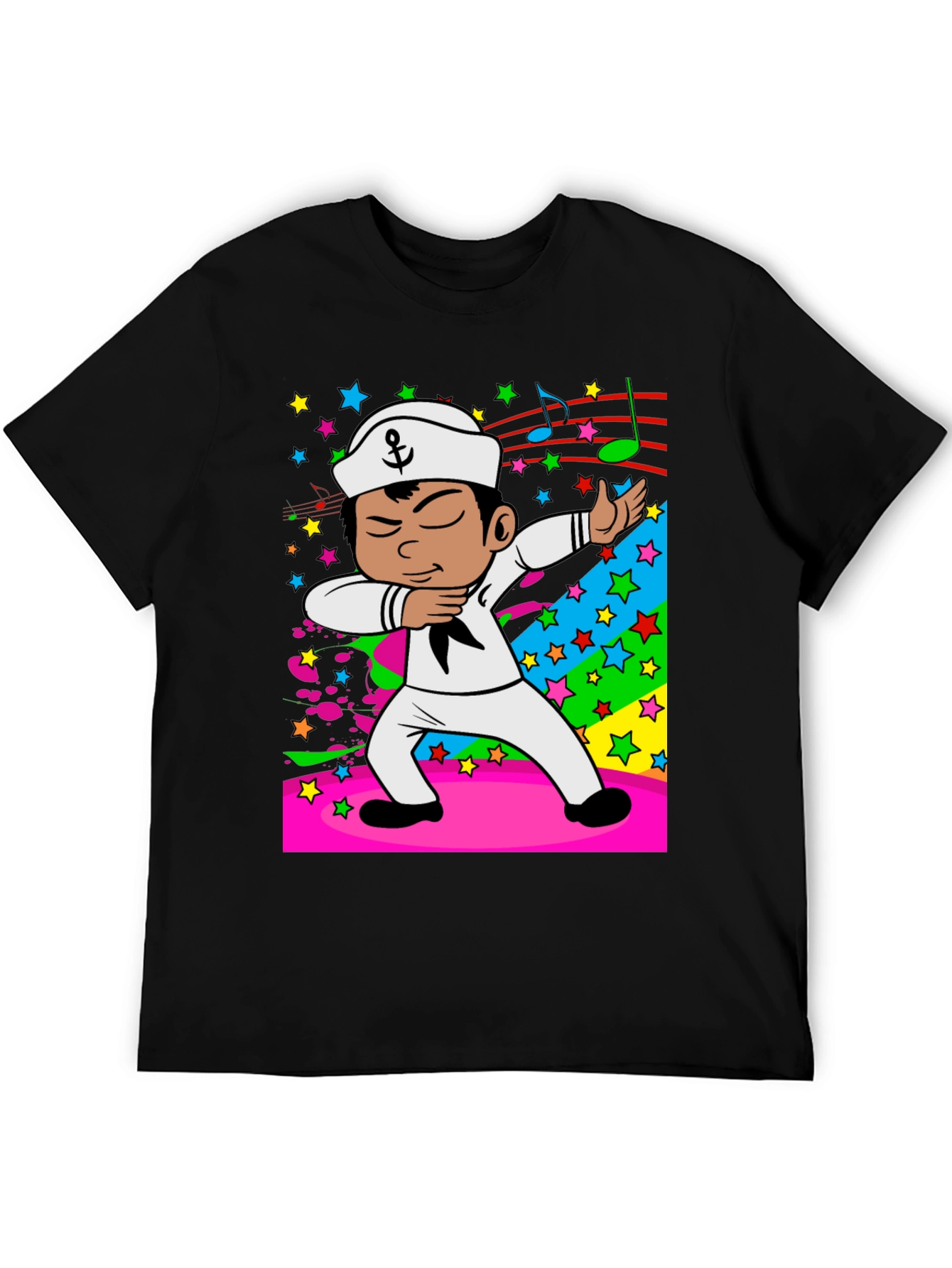 Dabbing Sailor Cartoon Black T-Shirt