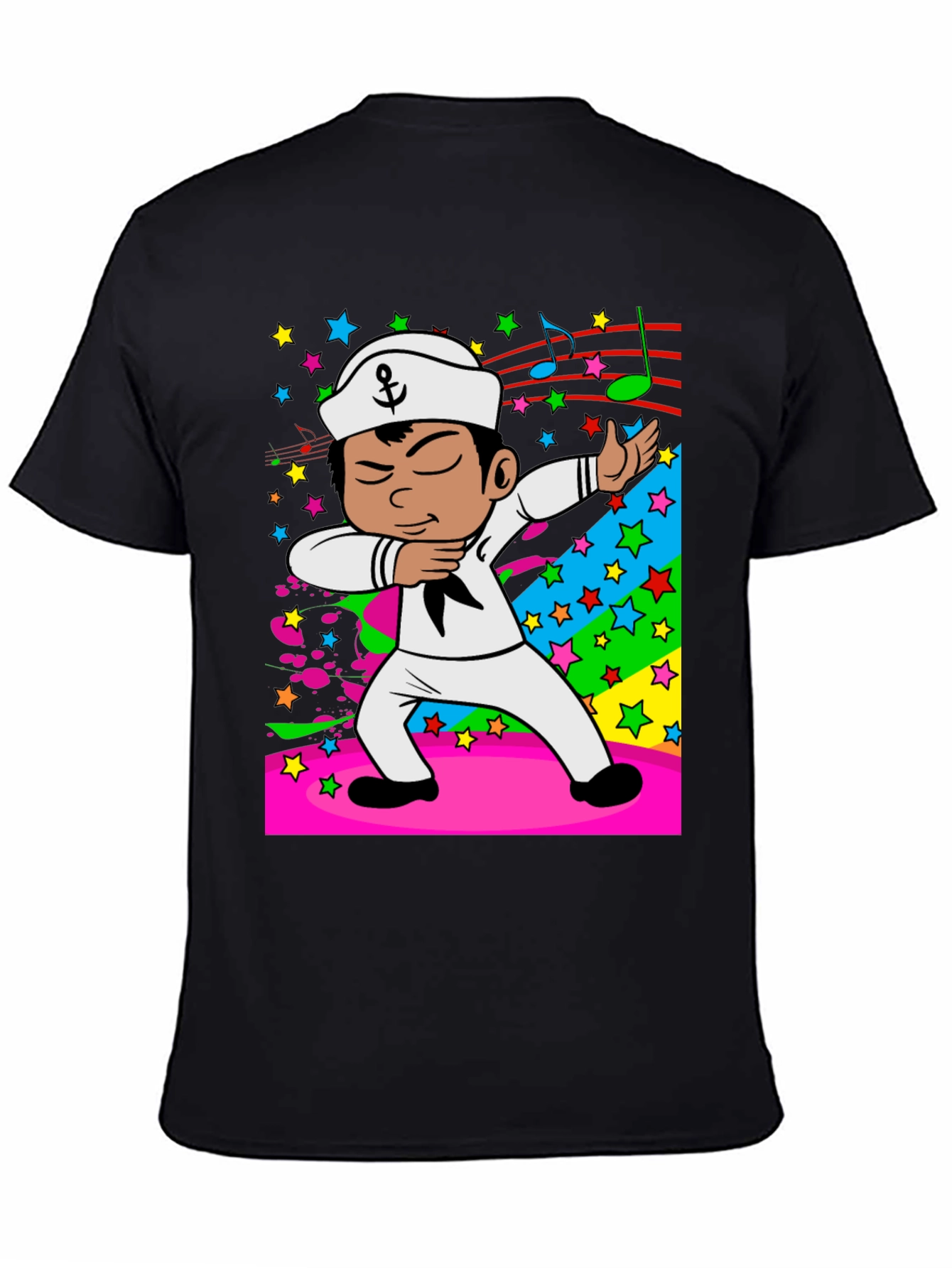Dabbing Sailor Cartoon Black T-Shirt